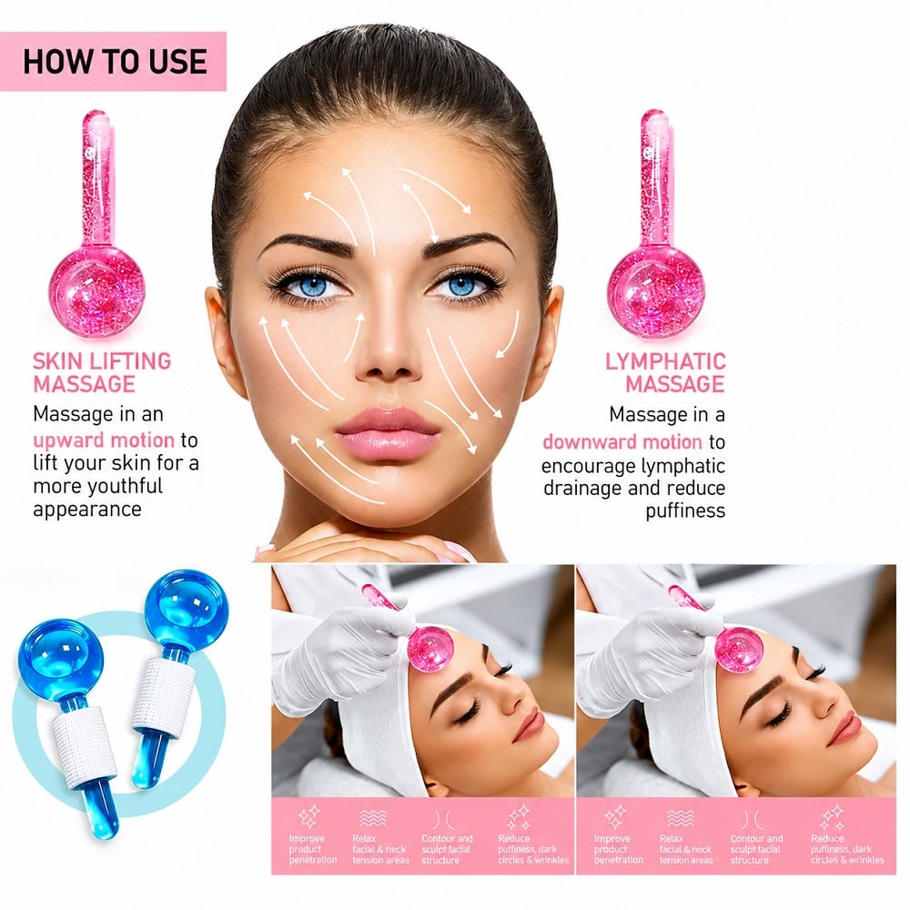 MASAJEADOR FACIAL ICE GLOBE BOLAS DE CRISTAL CAJA DE 1 PAR - 3