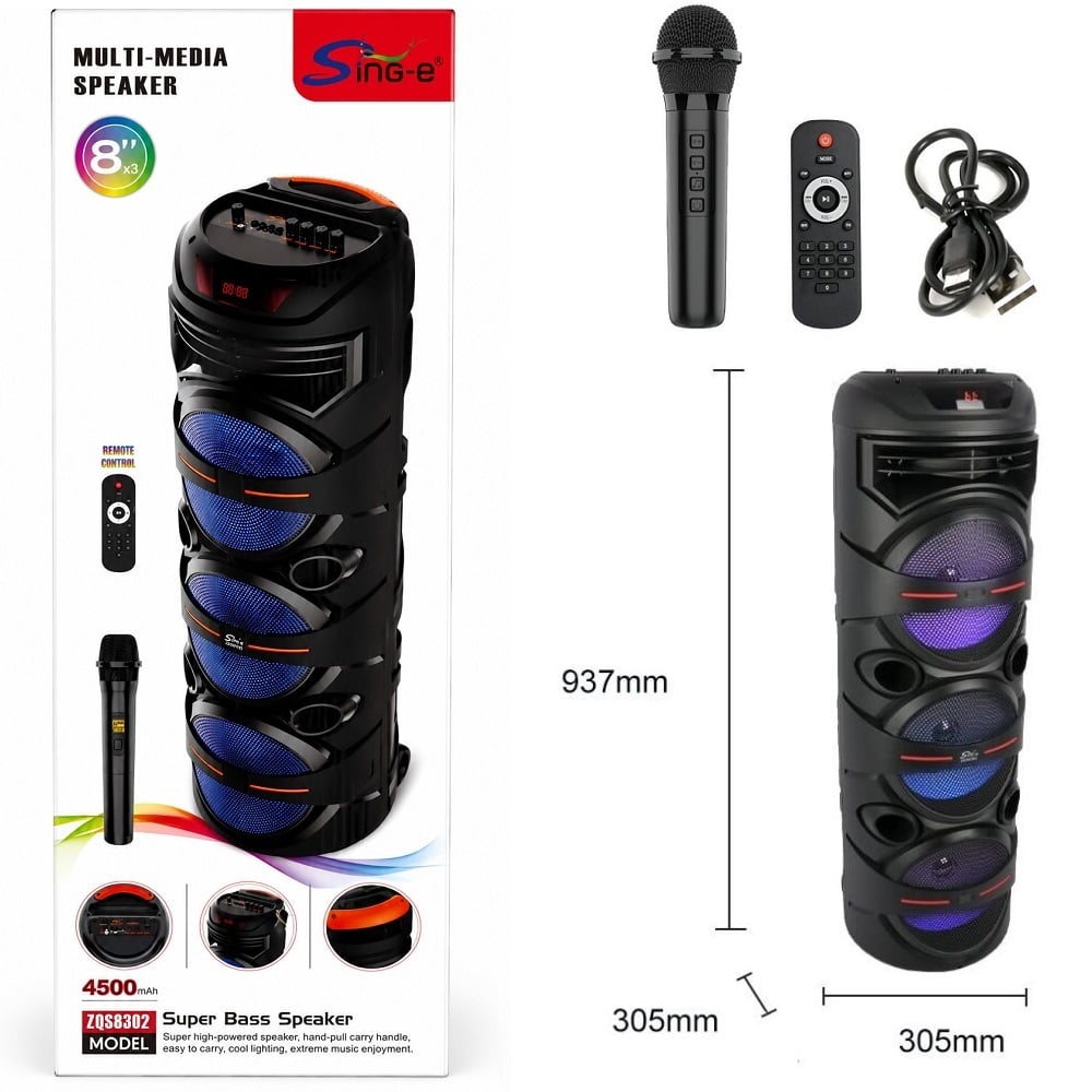 PARLANTE BLUETOOTH SING-E ZQS8302 INALAMBRICO CON MICROFONO PARA KARAOKE - 1
