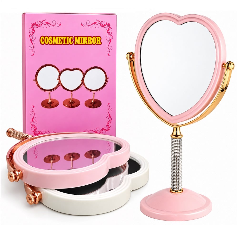 ESPEJO GIRATORIO EN FORMA DE CORAZÓN PARA MESA - 1