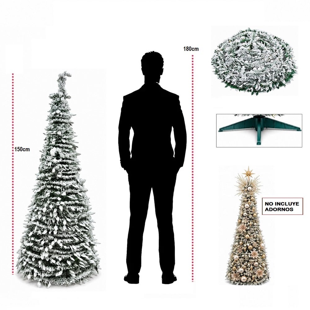 ARBOL NAVIDEÑO PLEGABLE NEBADO 150CM ARBOL DE PISO - 2