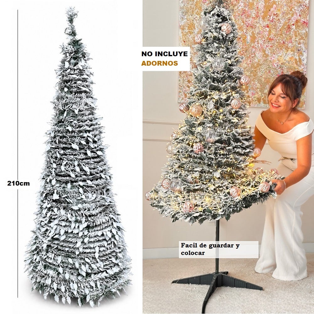 ARBOL NAVIDEÑO PLEGABLE NEBADO 210CM ARBOL DE PISO - 1