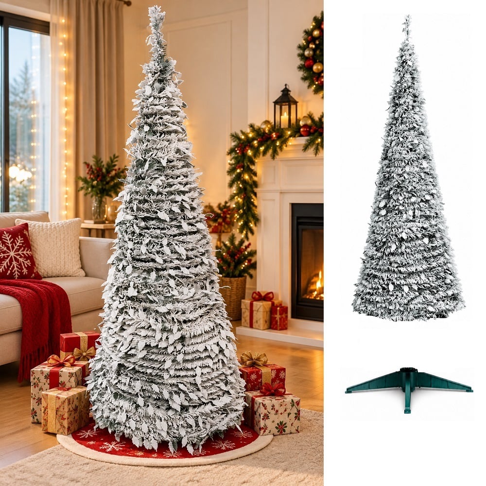 ARBOL NAVIDEÑO PLEGABLE NEBADO 210CM ARBOL DE PISO - 3