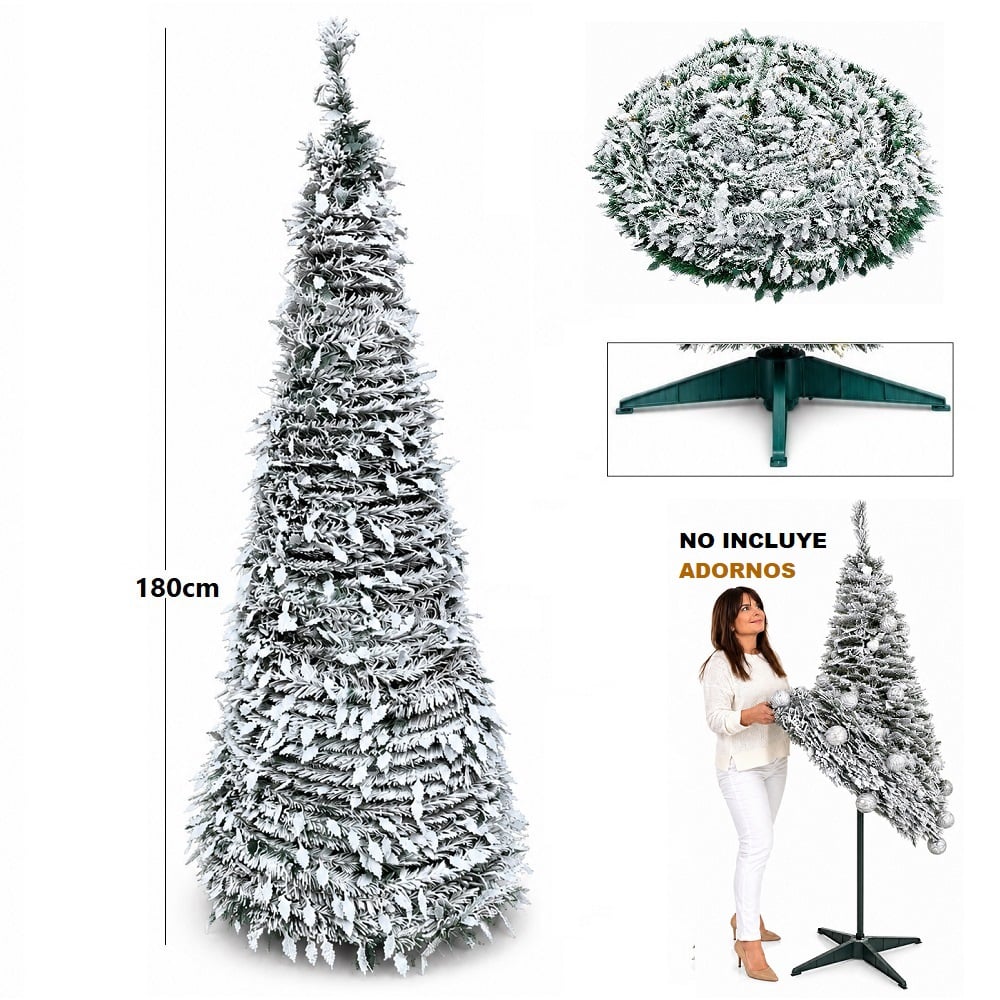 ARBOL NAVIDEÑO PLEGABLE NEBADO 180CM ARBOL DE PISO - 1