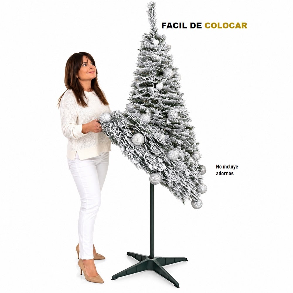 ARBOL NAVIDEÑO PLEGABLE NEBADO 180CM ARBOL DE PISO - 4