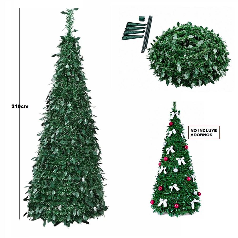 ARBOL NAVIDEÑO PLEGABLE VERDE 210CM  ARBOL DE PISO - 1