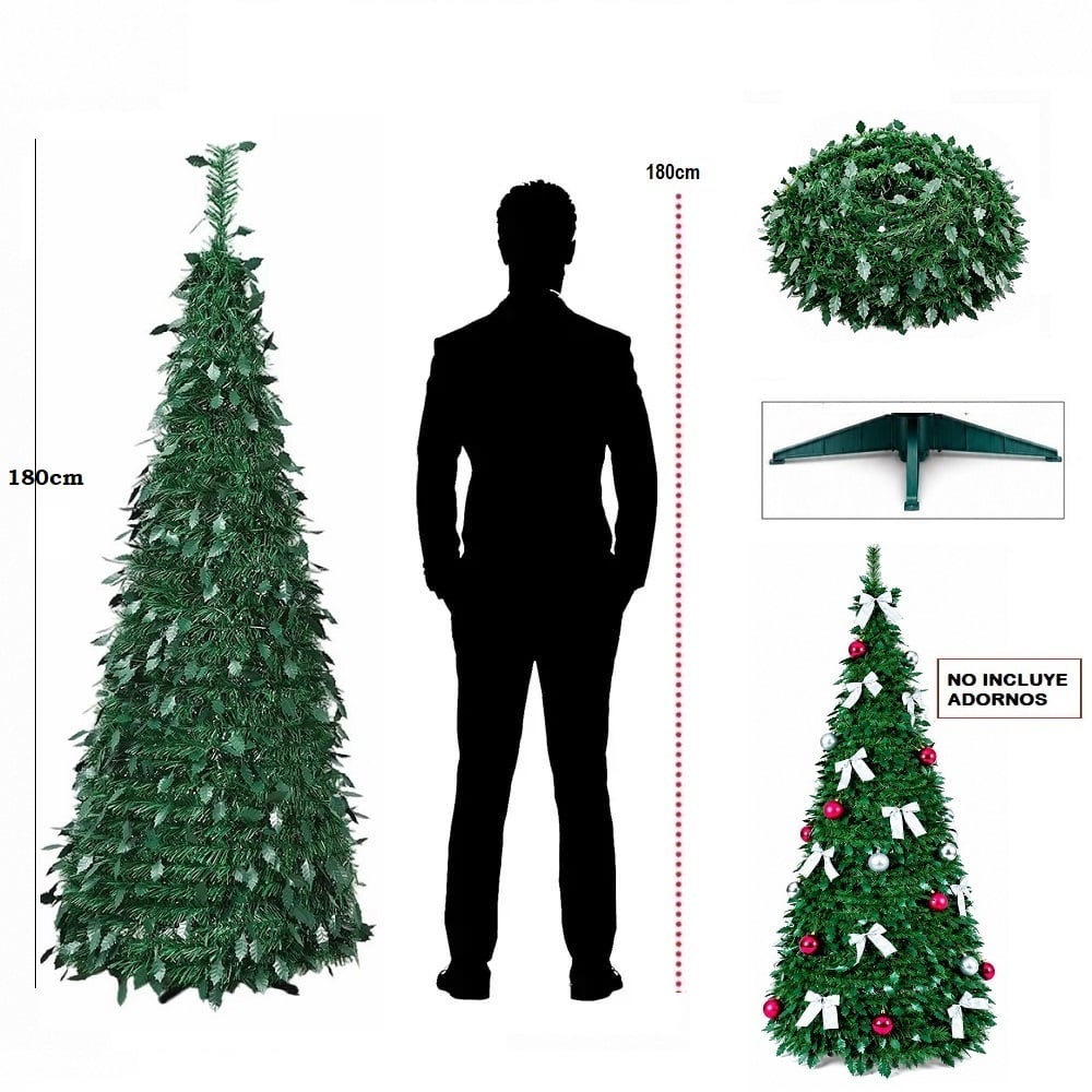 ARBOL NAVIDEÑO PLEGABLE VERDE 180CM  ARBOL DE PISO - 1