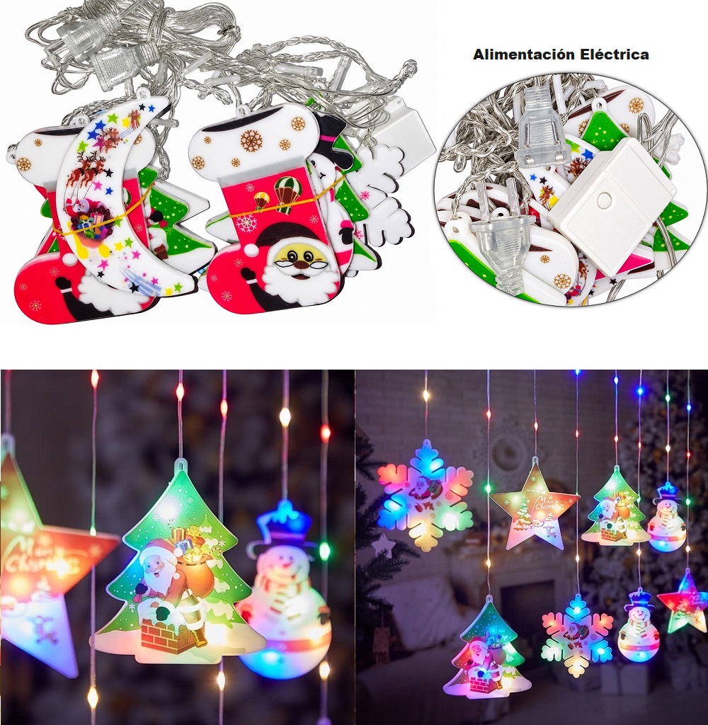 CORTINA DE LUCES LED MULTICOLOR DE 10 FIGURAS 3MTS X 50CM - 1