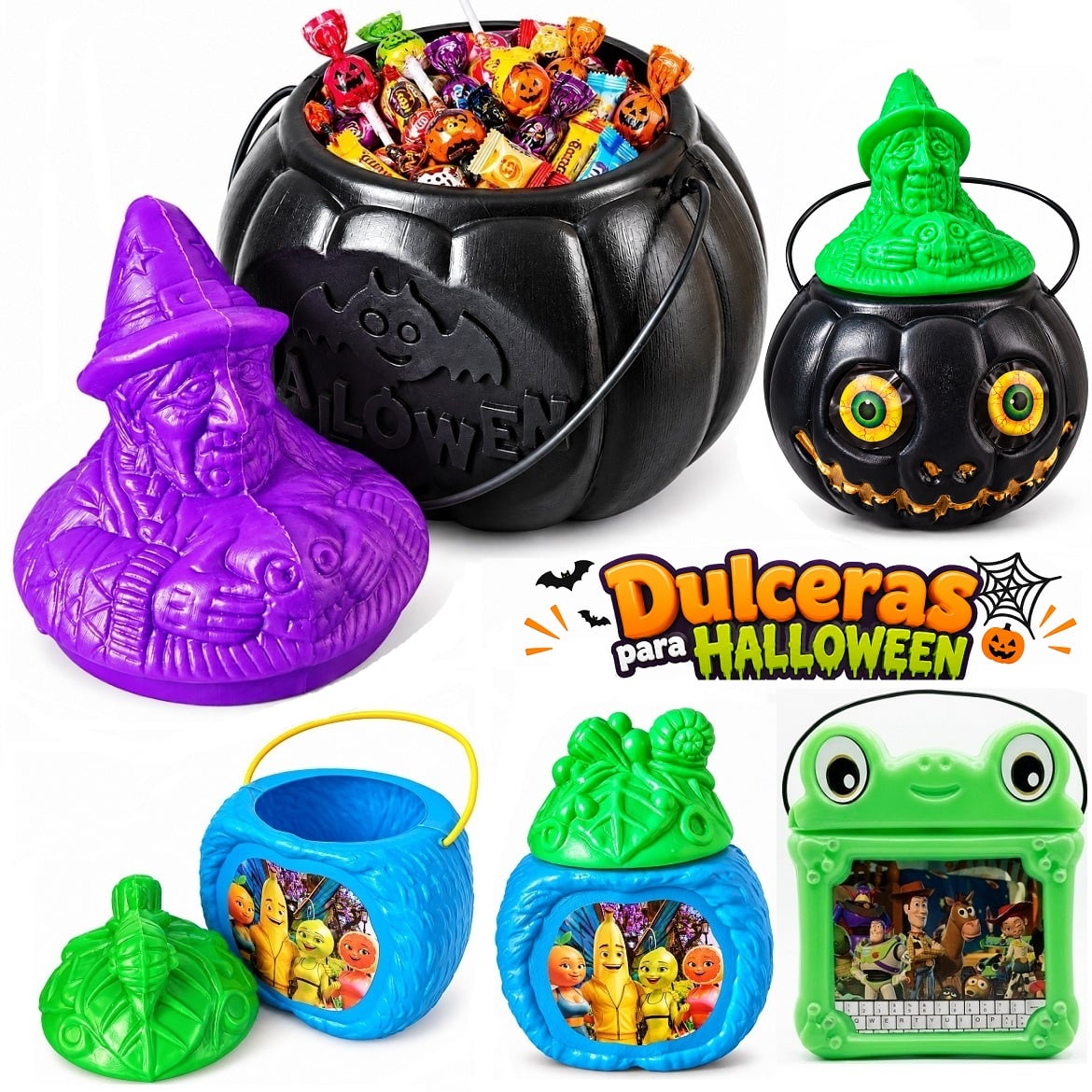 DULCERAS PARA HALLOWEEN CALABAZAS Y MAS PARA NIÑOS SET DE 3 UNID - 1