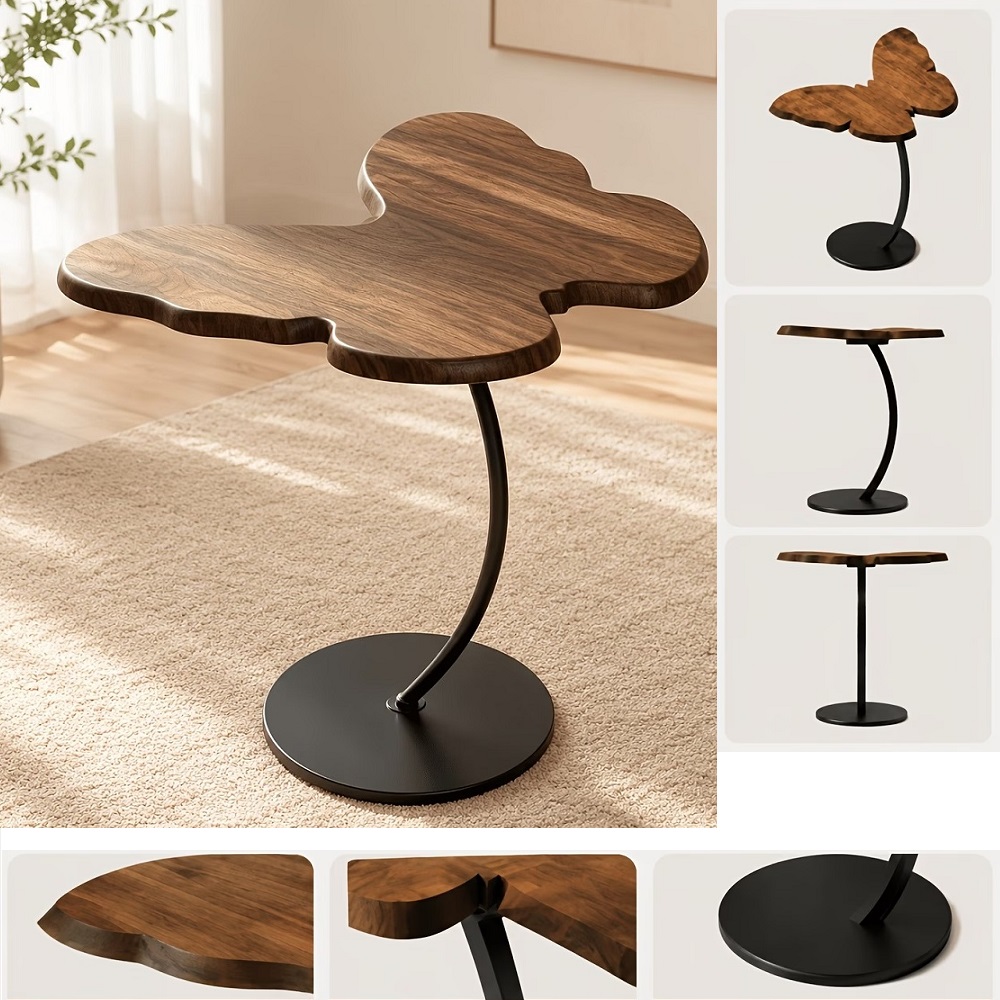 MESA AUXILIAR TIPO C DE MADERA MOVIBLE FORMA DE MARIPOSA - 1
