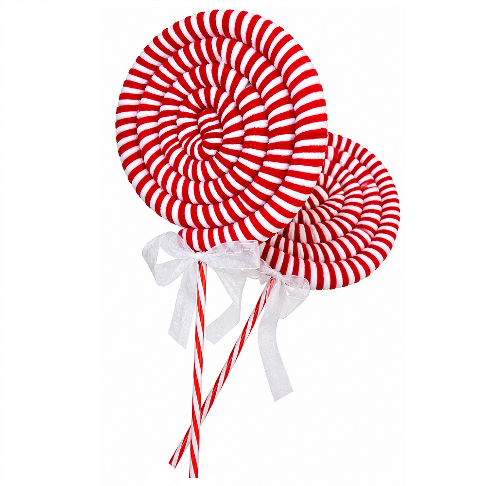 3 BASTONES DE CARAMELO DE FIELTRO ADORNOS NAVIDEÑOS PALETA DECORATIVA - 2