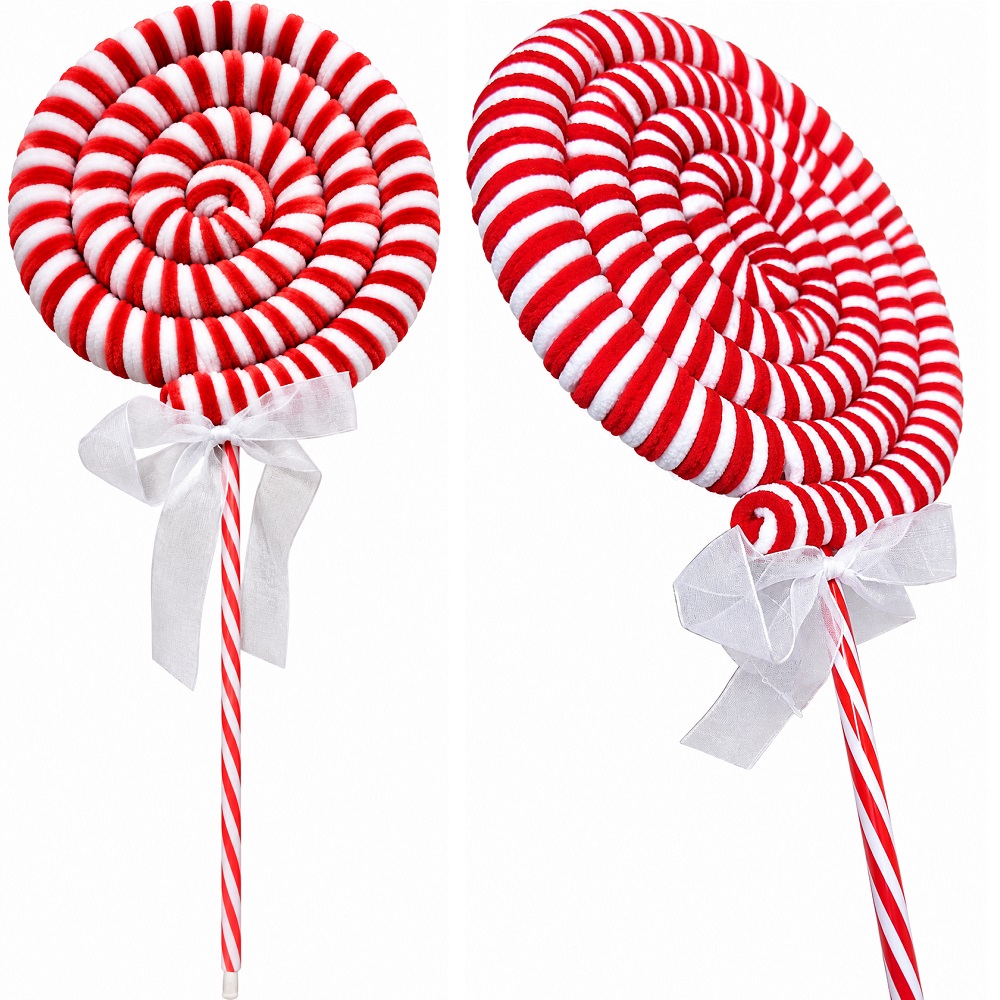 3 BASTONES DE CARAMELO DE FIELTRO ADORNOS NAVIDEÑOS PALETA DECORATIVA - 3