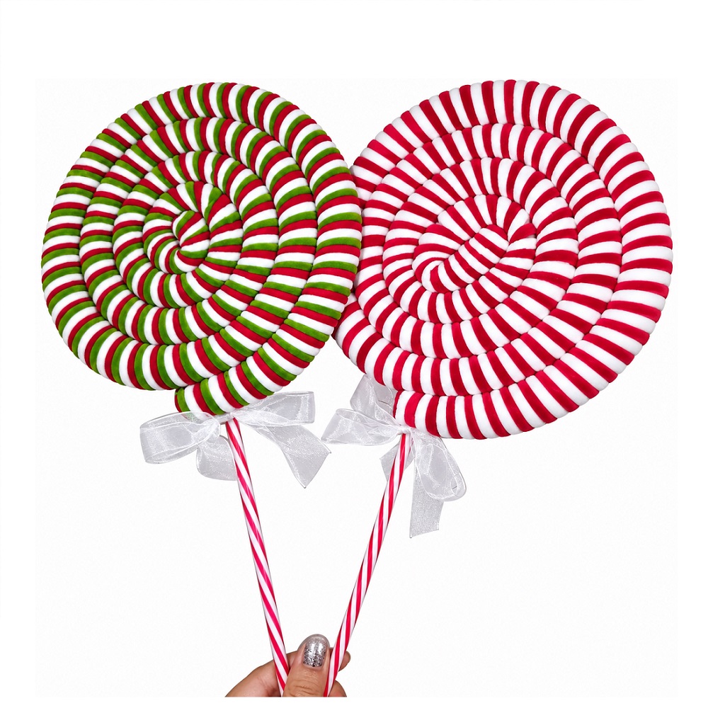 3 BASTONES DE CARAMELO DE FIELTRO ADORNOS NAVIDEÑOS PALETA DECORATIVA - 4