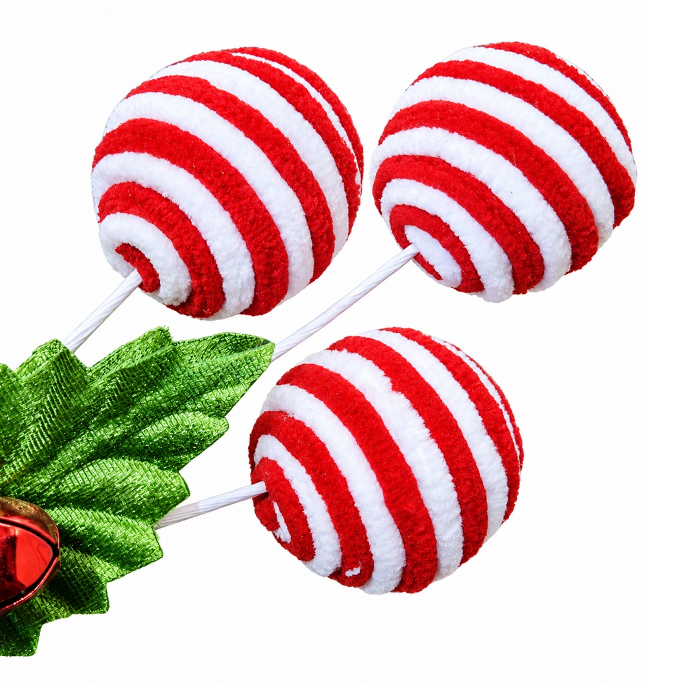 RAMAS DE BOLAS CARAMELO DE FIELTRO RAMA DECORATIVA NAVIDEÑA SET DE 4 - 2