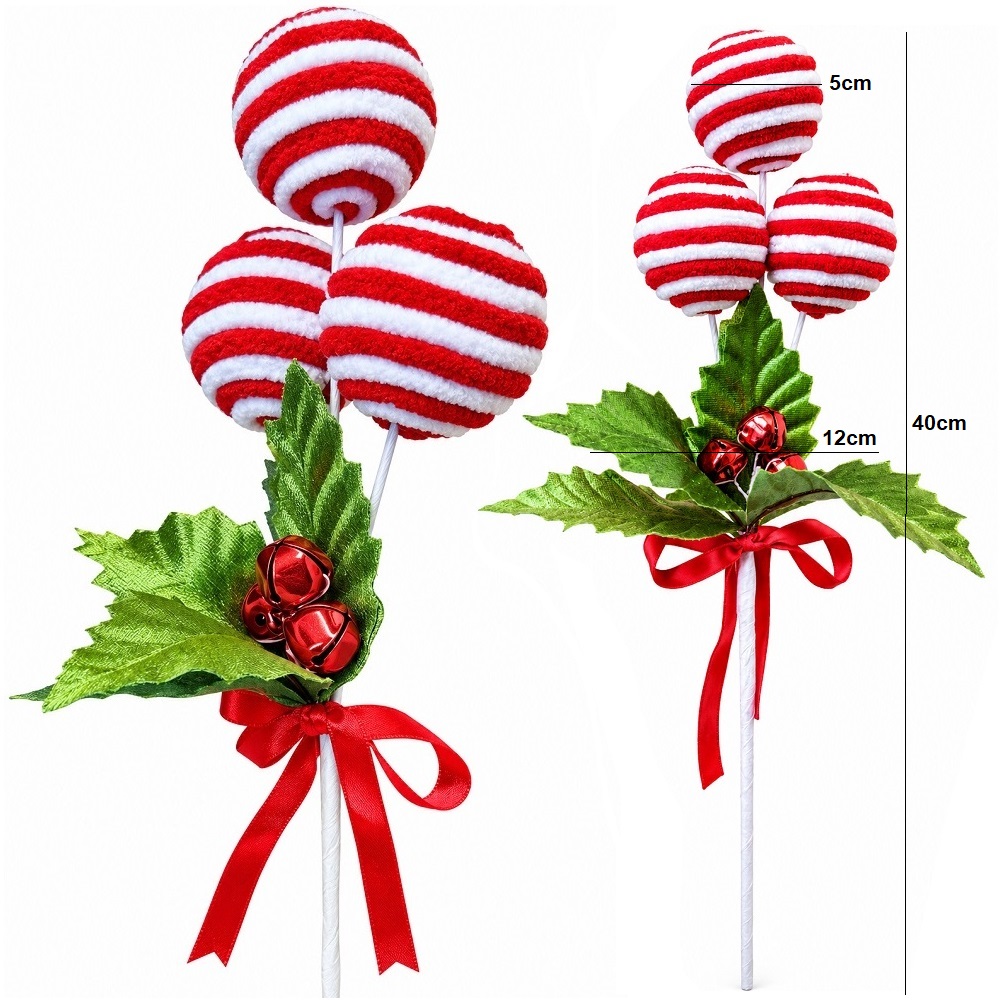 RAMAS DE BOLAS CARAMELO DE FIELTRO RAMA DECORATIVA NAVIDEÑA SET DE 4 - 3