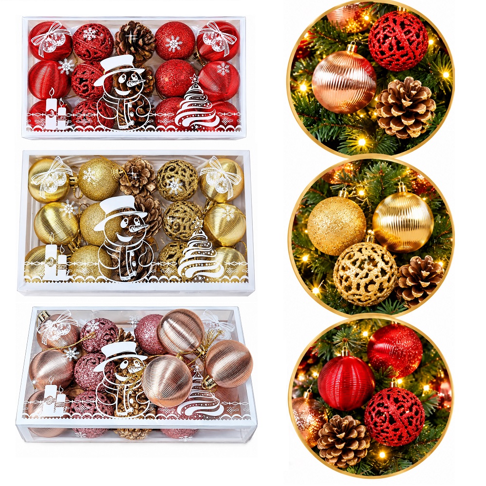2 SETS DE ESFERAS NAVIDEÑAS BOLAS DECORATIVAS DE 15 PCS - 1