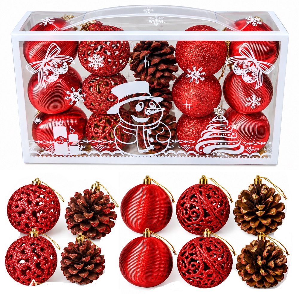2 SETS DE ESFERAS NAVIDEÑAS BOLAS DECORATIVAS DE 15 PCS - 3