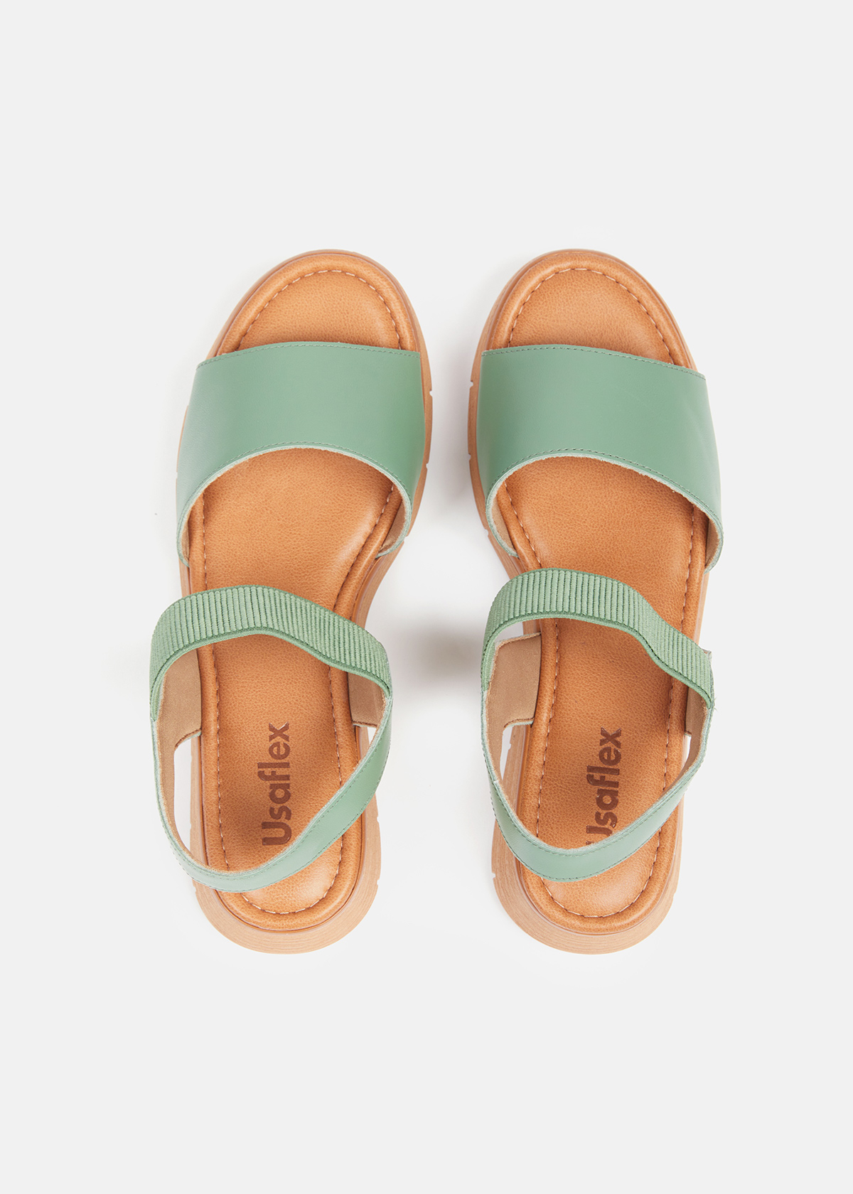 SANDALIAS MUJER USAFLEX CUERO VERDE TACÓN PLATAFORMA CON ELÁSTICO ROMERO USA AD1913ROM - 5