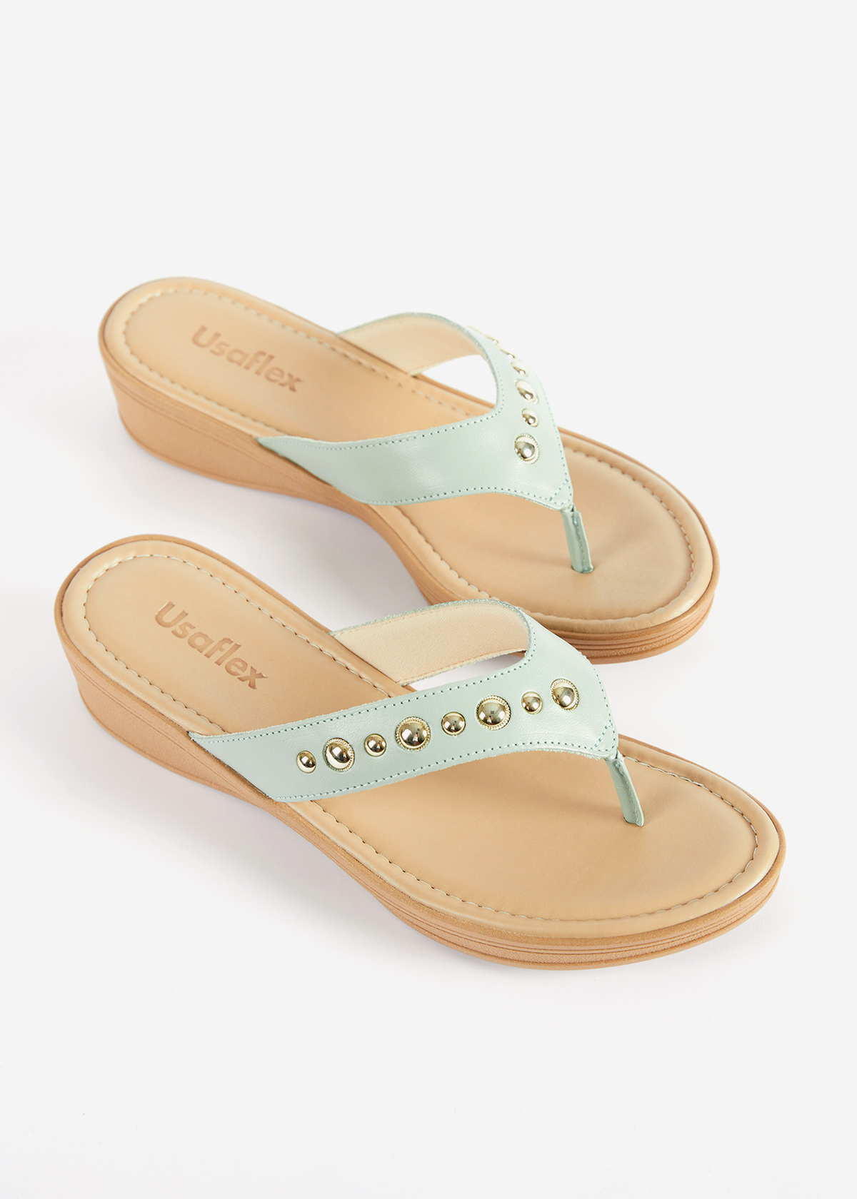 SANDALIAS MUJER USAFLEX CUERO VERDE VERANO SUECO USA VO1274VER - 4