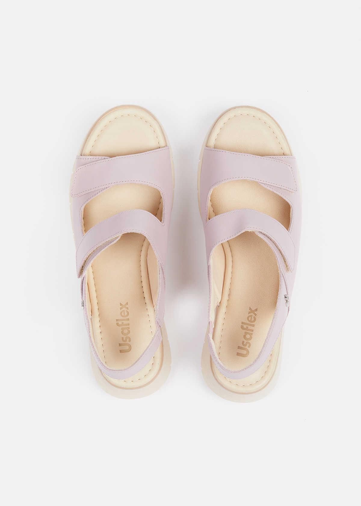 SANDALIAS MUJER USAFLEX CUERO LAVANDA TACÓN PLATAFORMA CON CIERRE FLEXIBLE USA AD1908LAV - 6