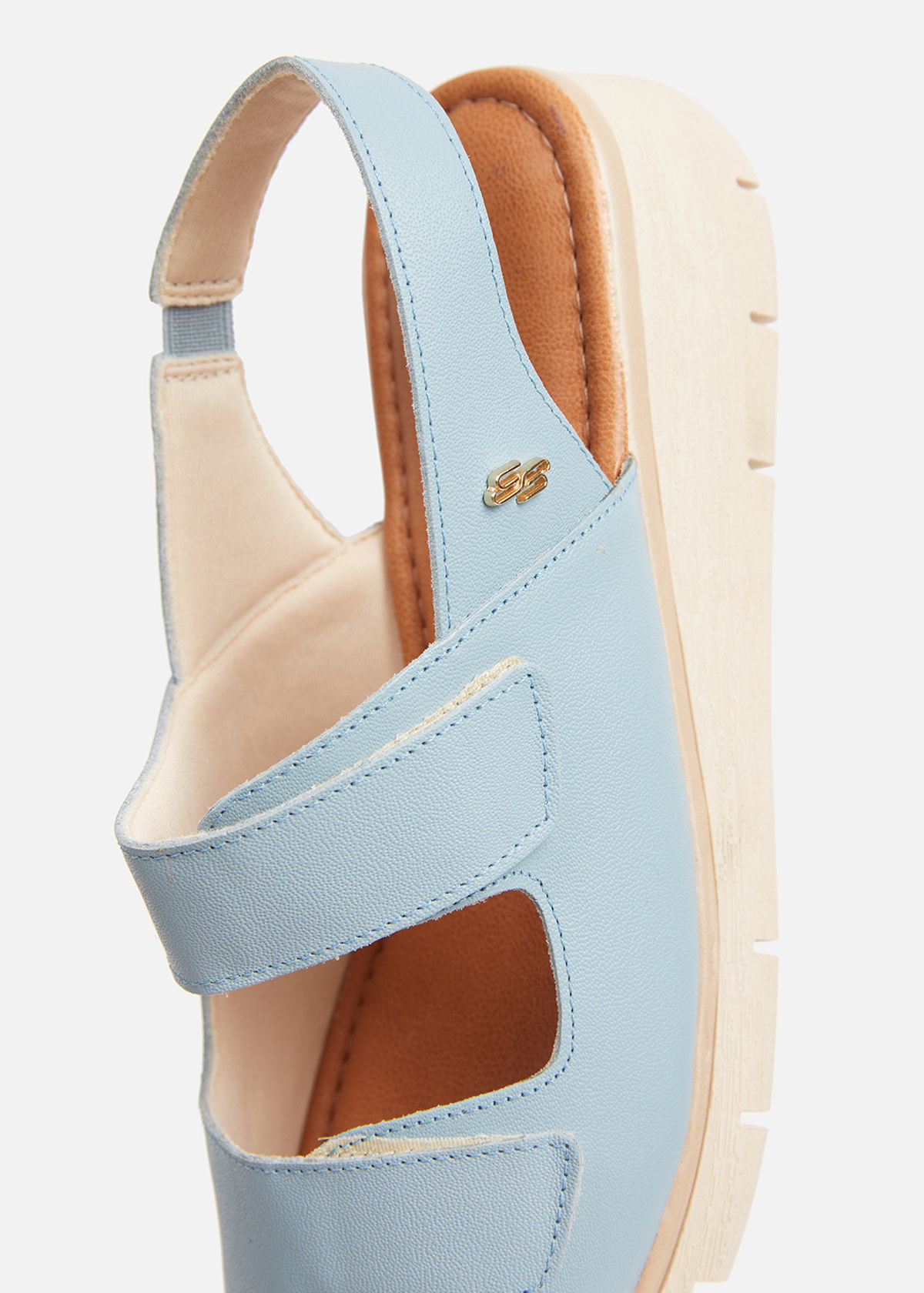 SANDALIAS MUJER USAFLEX CUERO CELESTE TACÓN PLATAFORMA CON CIERRE FLEXIBLE USA AD1908CEL - 5