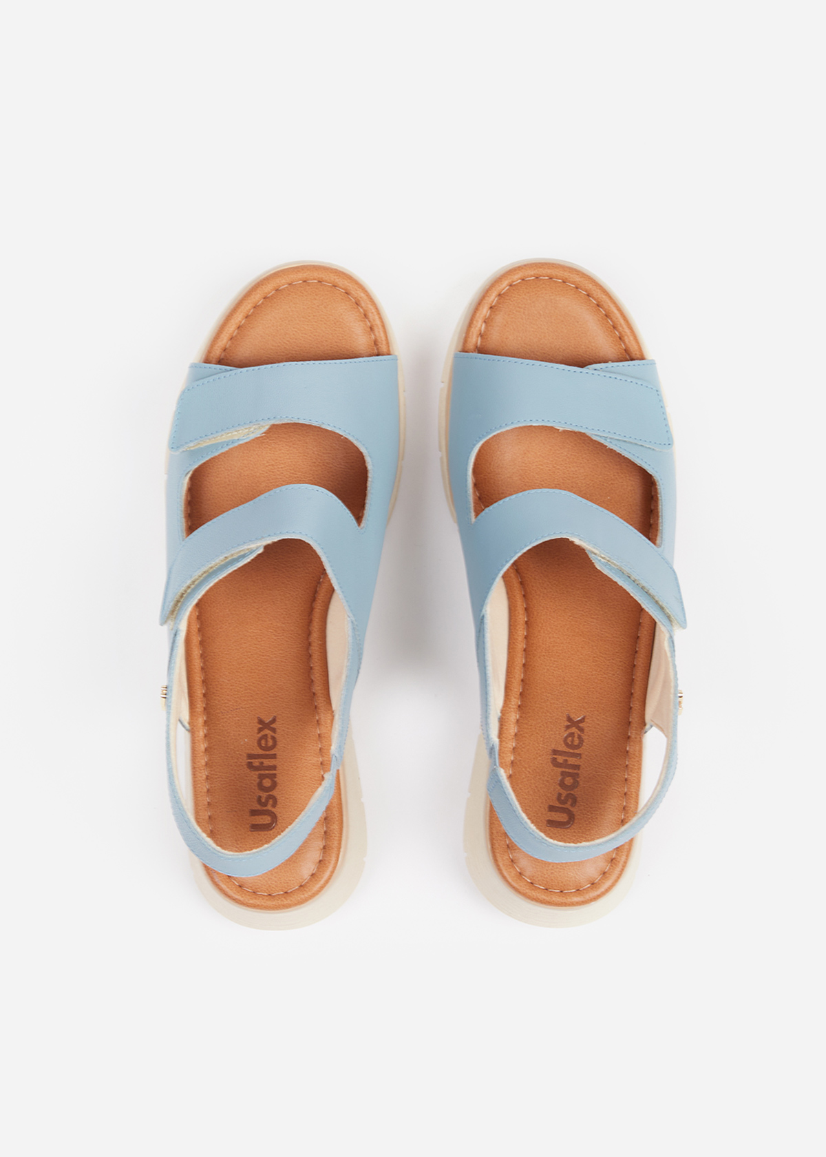 SANDALIAS MUJER USAFLEX CUERO CELESTE TACÓN PLATAFORMA CON CIERRE FLEXIBLE USA AD1908CEL - 6