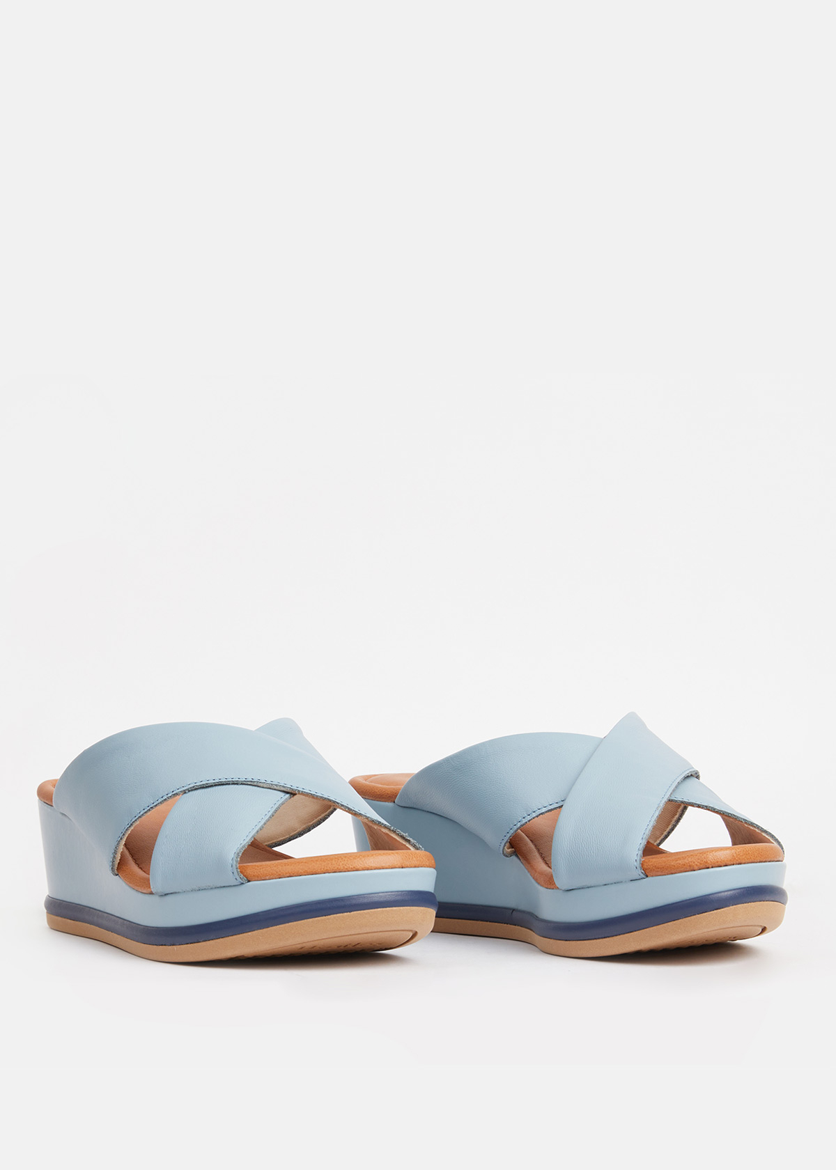 SANDALIAS MUJER USAFLEX CUERO CELESTE SUECO PLATAFORMA CON TIRANTES CRUZADOS USA AG3207CEL - 2