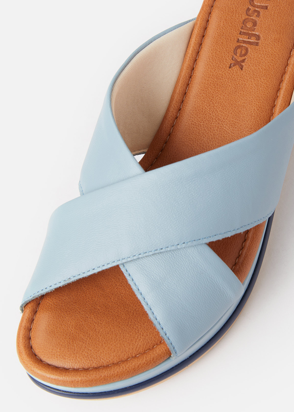 SANDALIAS MUJER USAFLEX CUERO CELESTE SUECO PLATAFORMA CON TIRANTES CRUZADOS USA AG3207CEL - 4