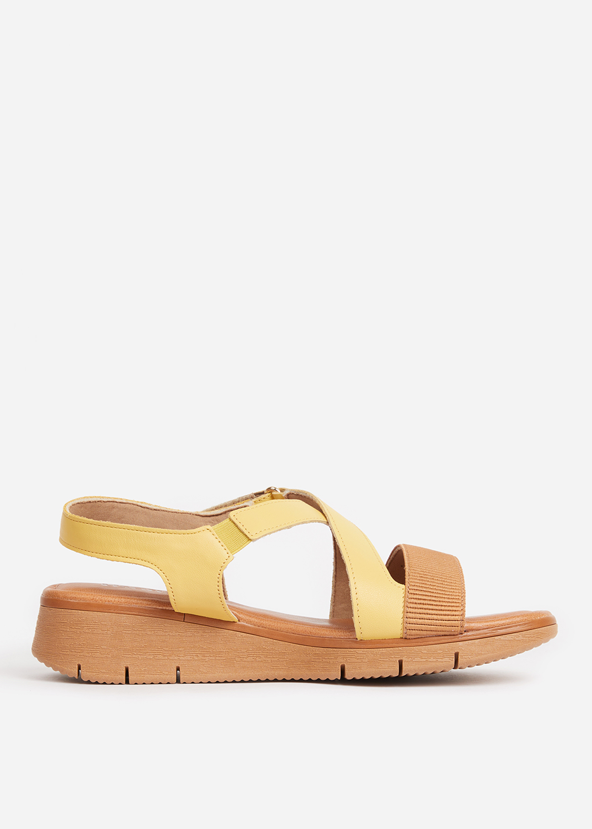 SANDALIAS MUJER USAFLEX CUERO AMARILLO TACÓN PLATAFORMA CON TIRAS MANGO USA AD1911MAN - 1