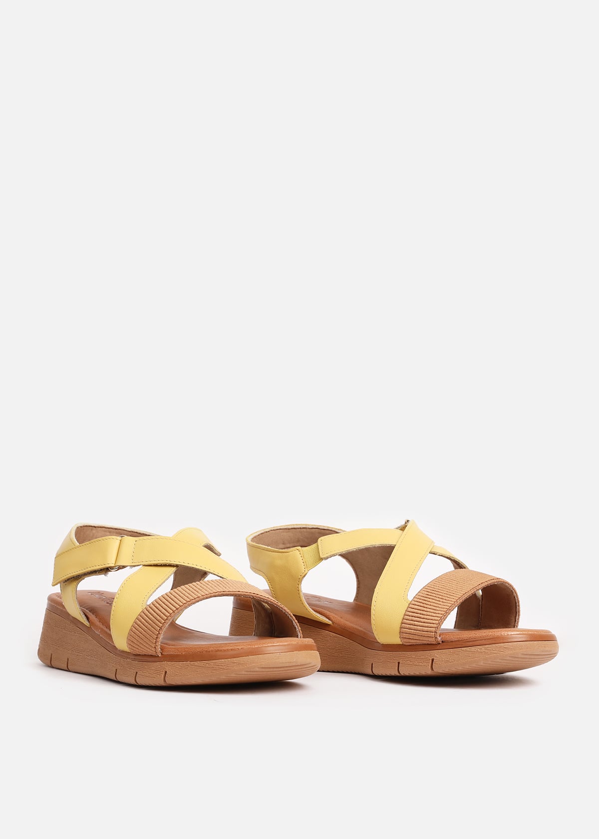 SANDALIAS MUJER USAFLEX CUERO AMARILLO TACÓN PLATAFORMA CON TIRAS MANGO USA AD1911MAN - 2