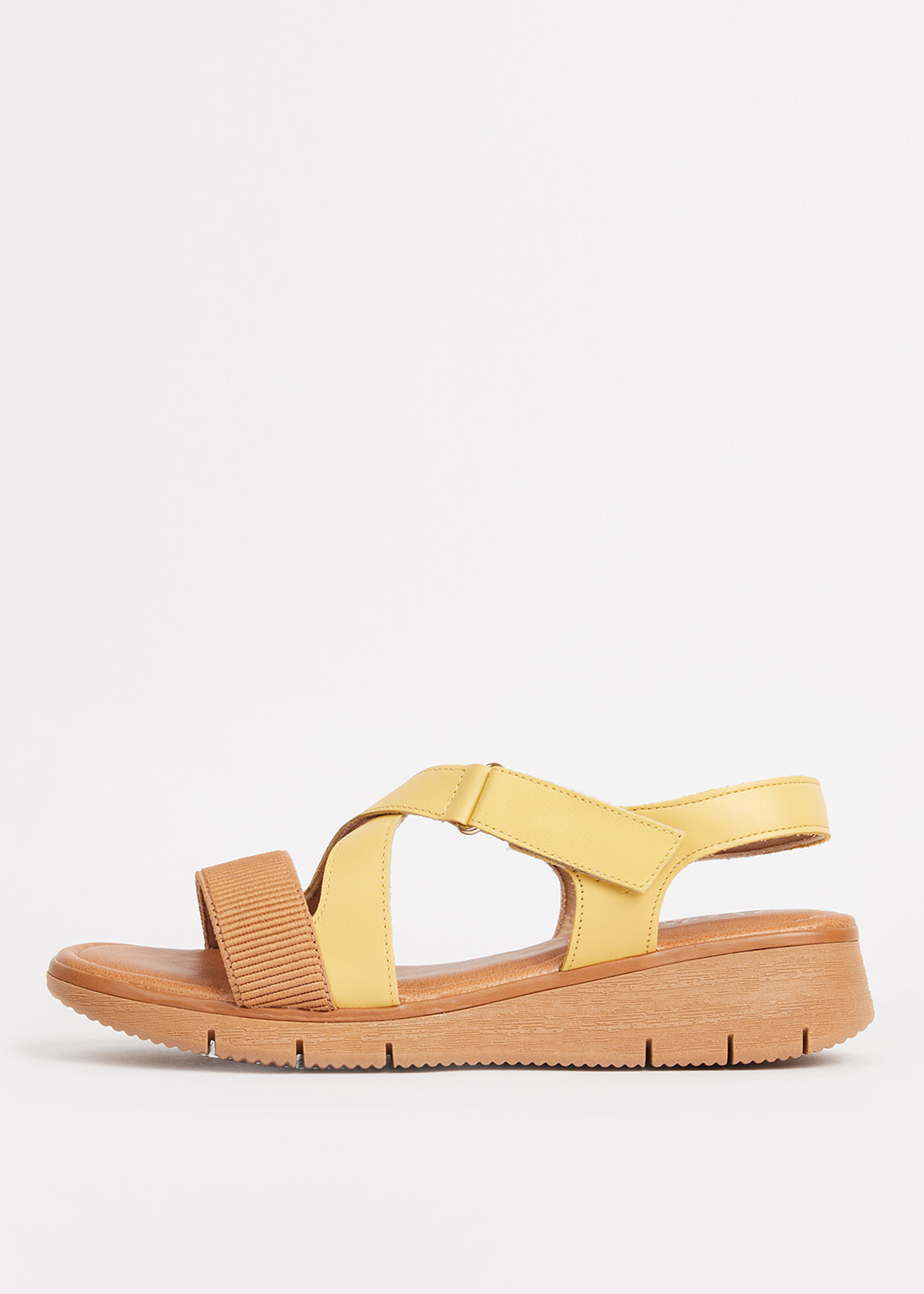 SANDALIAS MUJER USAFLEX CUERO AMARILLO TACÓN PLATAFORMA CON TIRAS MANGO USA AD1911MAN - 3