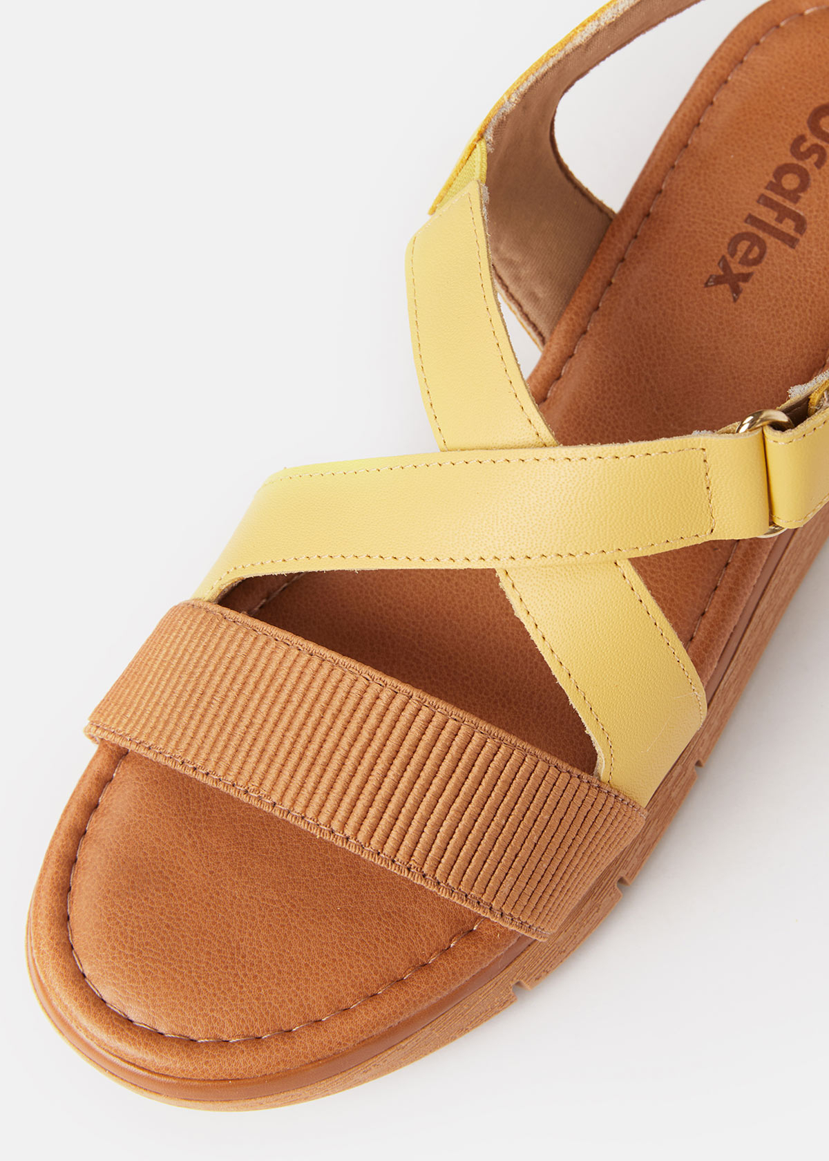 SANDALIAS MUJER USAFLEX CUERO AMARILLO TACÓN PLATAFORMA CON TIRAS MANGO USA AD1911MAN - 4