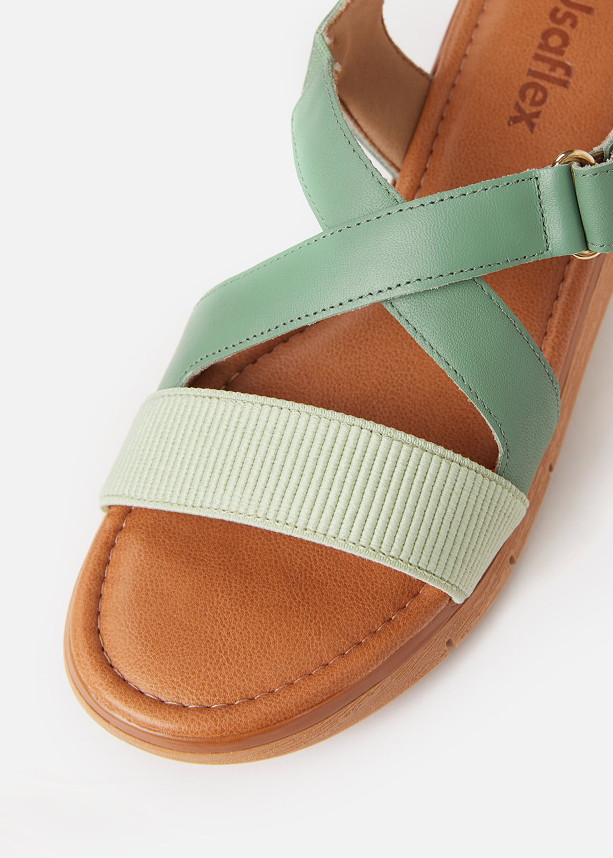 SANDALIAS MUJER USAFLEX CUERO VERDE TACÓN PLATAFORMA CON TIRAS ROMERO USA AD1911ROM - 4