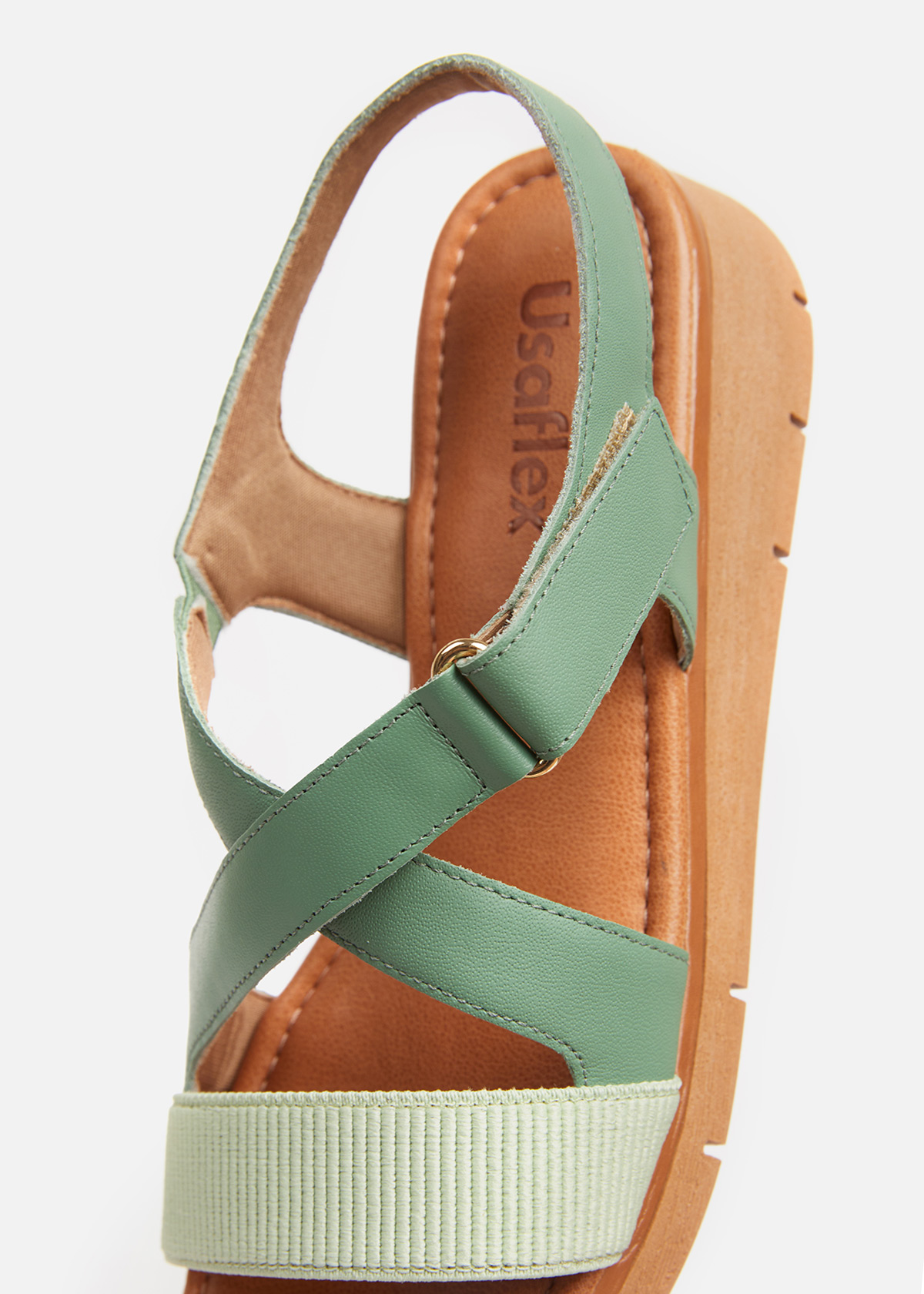 SANDALIAS MUJER USAFLEX CUERO VERDE TACÓN PLATAFORMA CON TIRAS ROMERO USA AD1911ROM - 5