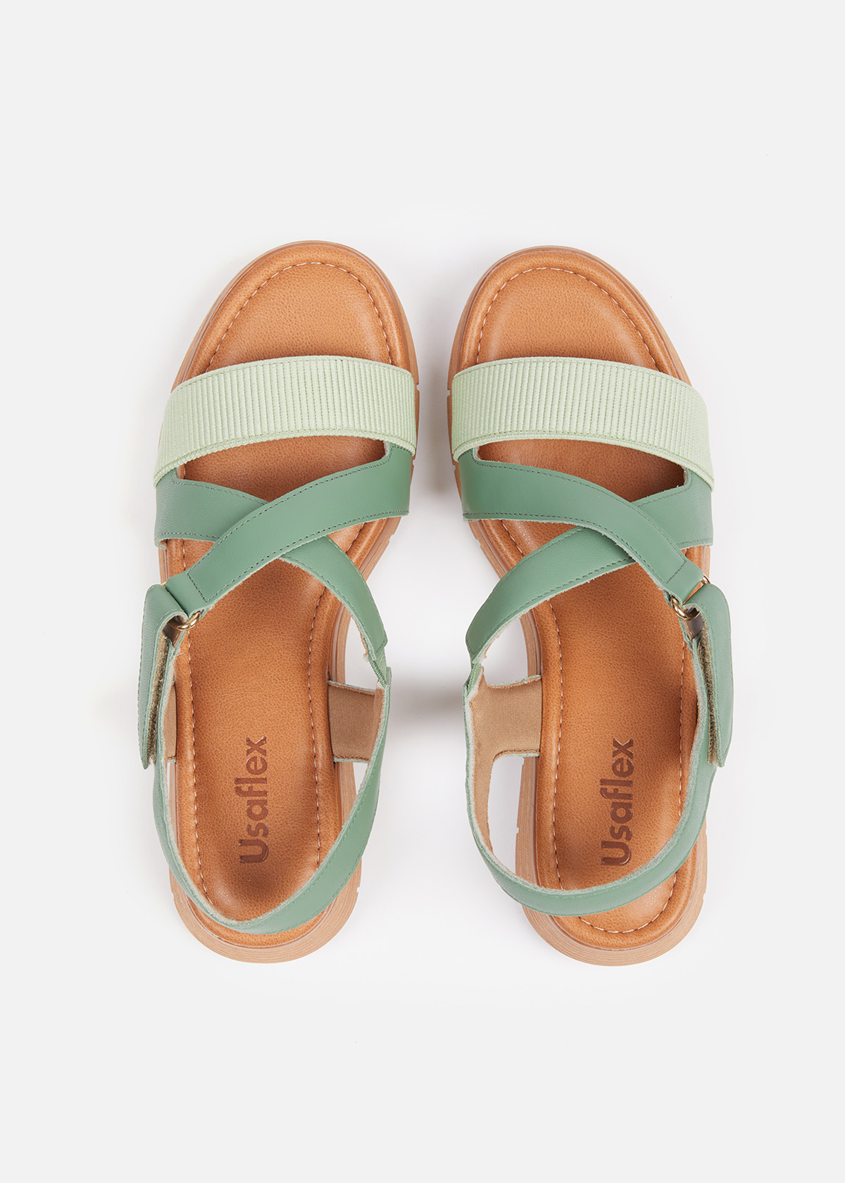 SANDALIAS MUJER USAFLEX CUERO VERDE TACÓN PLATAFORMA CON TIRAS ROMERO USA AD1911ROM - 6