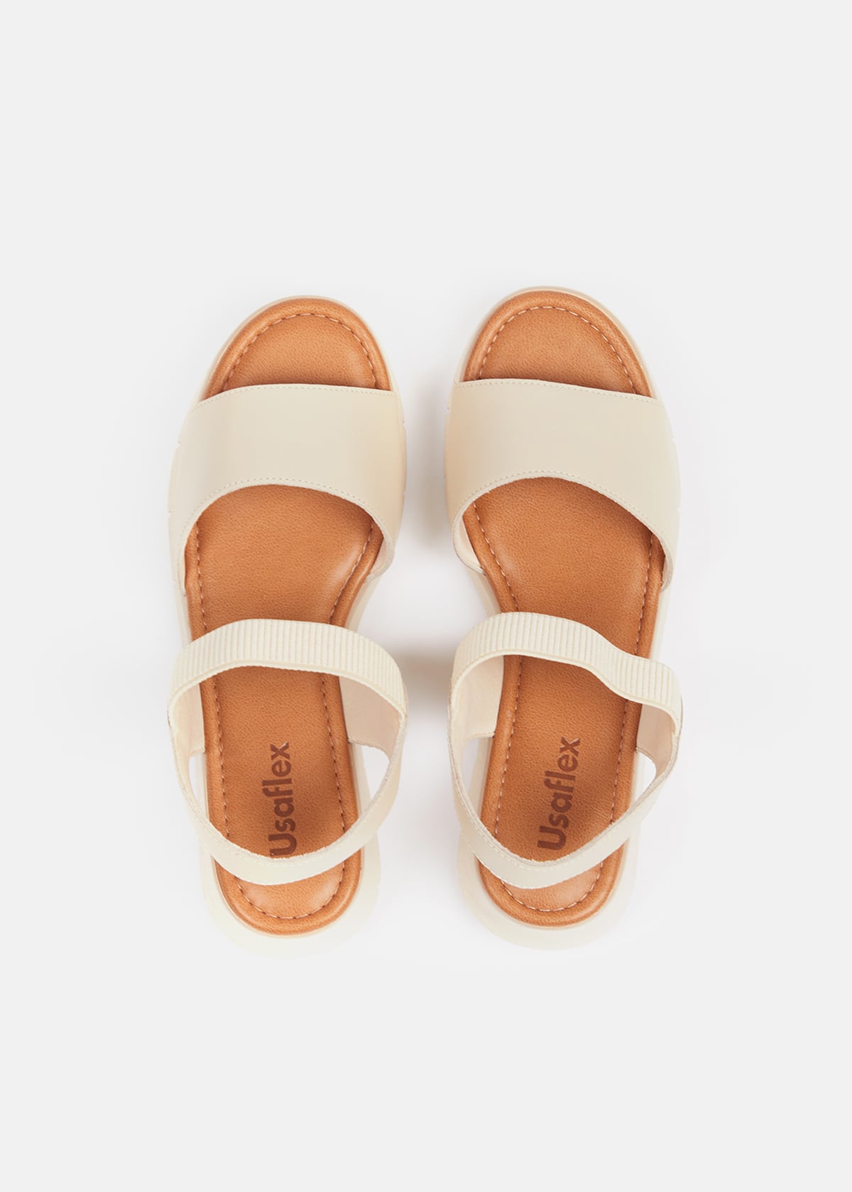 SANDALIAS MUJER USAFLEX CUERO VAINILLA TACÓN PLATAFORMA CON ELÁSTICO USA AD1913VAI - 6