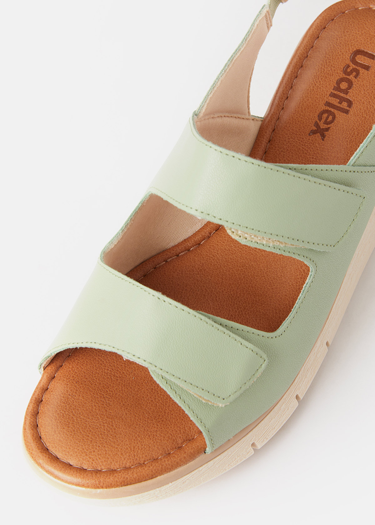 SANDALIAS MUJER USAFLEX CUERO VERDE TACÓN PLATAFORMA CON CIERRE FLEXIBLE USA AD1908VER - 4
