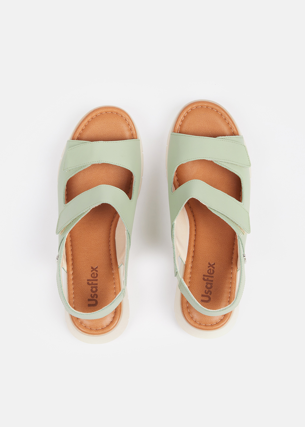 SANDALIAS MUJER USAFLEX CUERO VERDE TACÓN PLATAFORMA CON CIERRE FLEXIBLE USA AD1908VER - 6