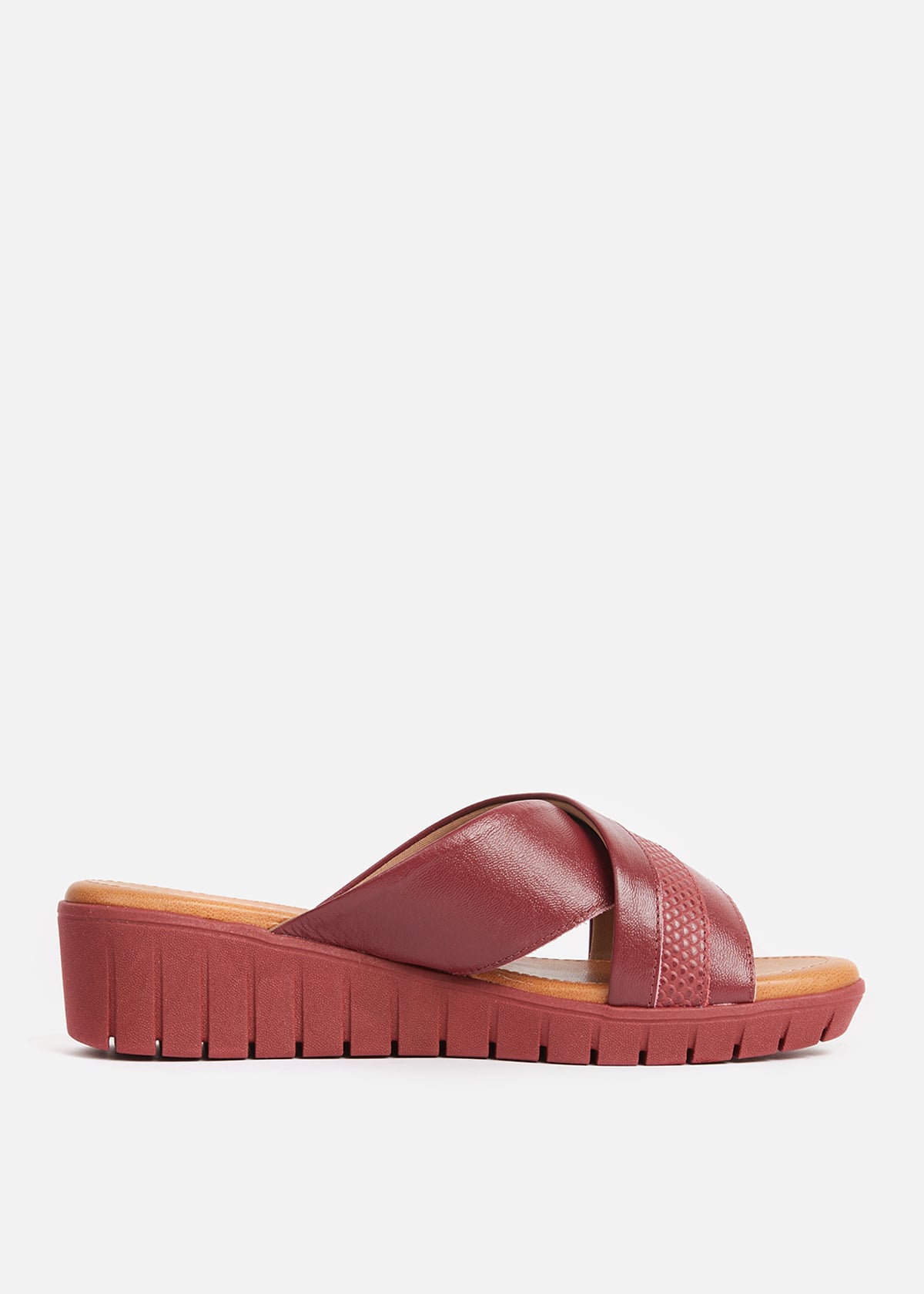 SANDALIAS MUJER USAFLEX CUERO GUINDA SUECO PLATAFORMA USA AE0512GUI - 1