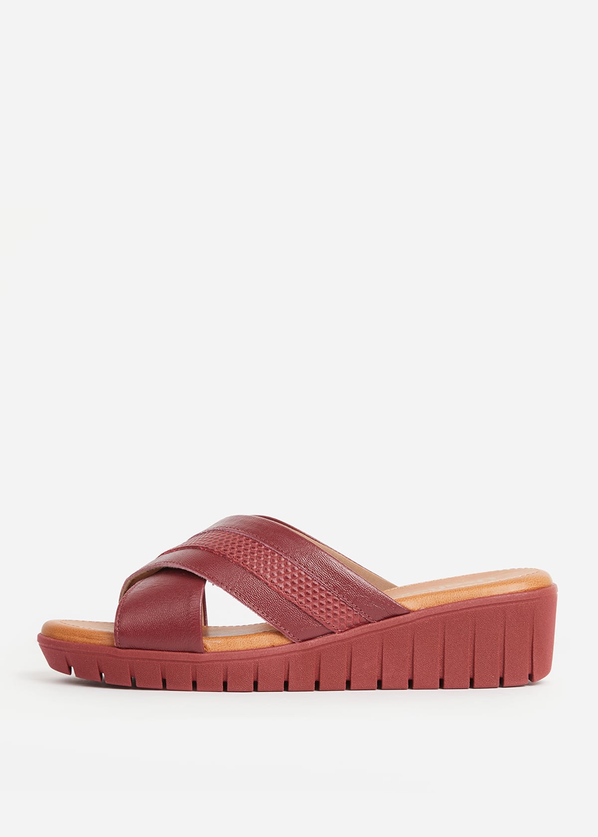 SANDALIAS MUJER USAFLEX CUERO GUINDA SUECO PLATAFORMA USA AE0512GUI - 3
