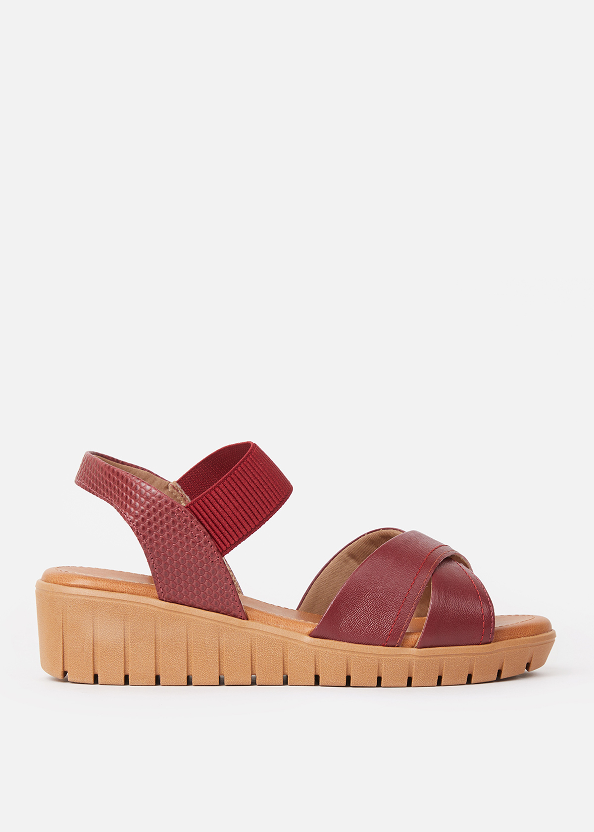 SANDALIAS MUJER USAFLEX CUERO GUINDA PLATAFORMA USA AE0510GUI - 1