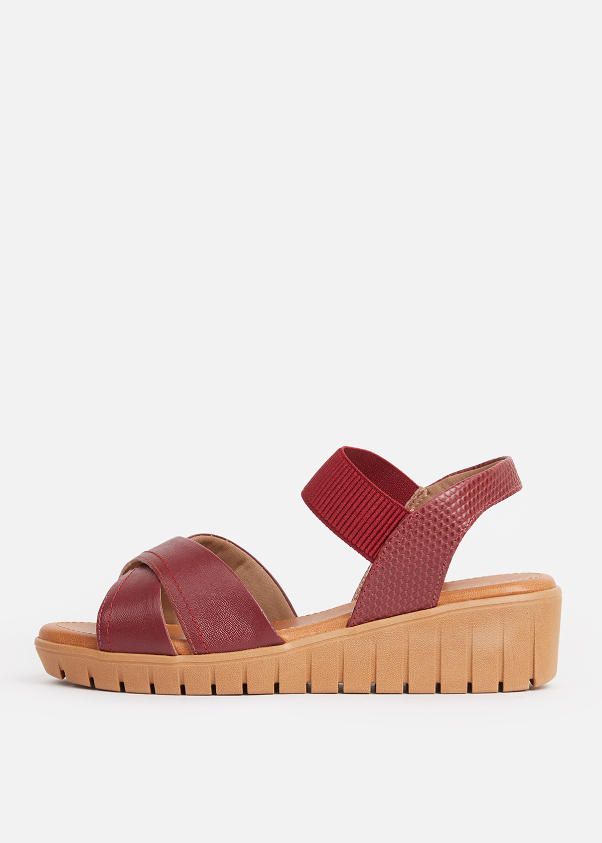 SANDALIAS MUJER USAFLEX CUERO GUINDA PLATAFORMA USA AE0510GUI - 3