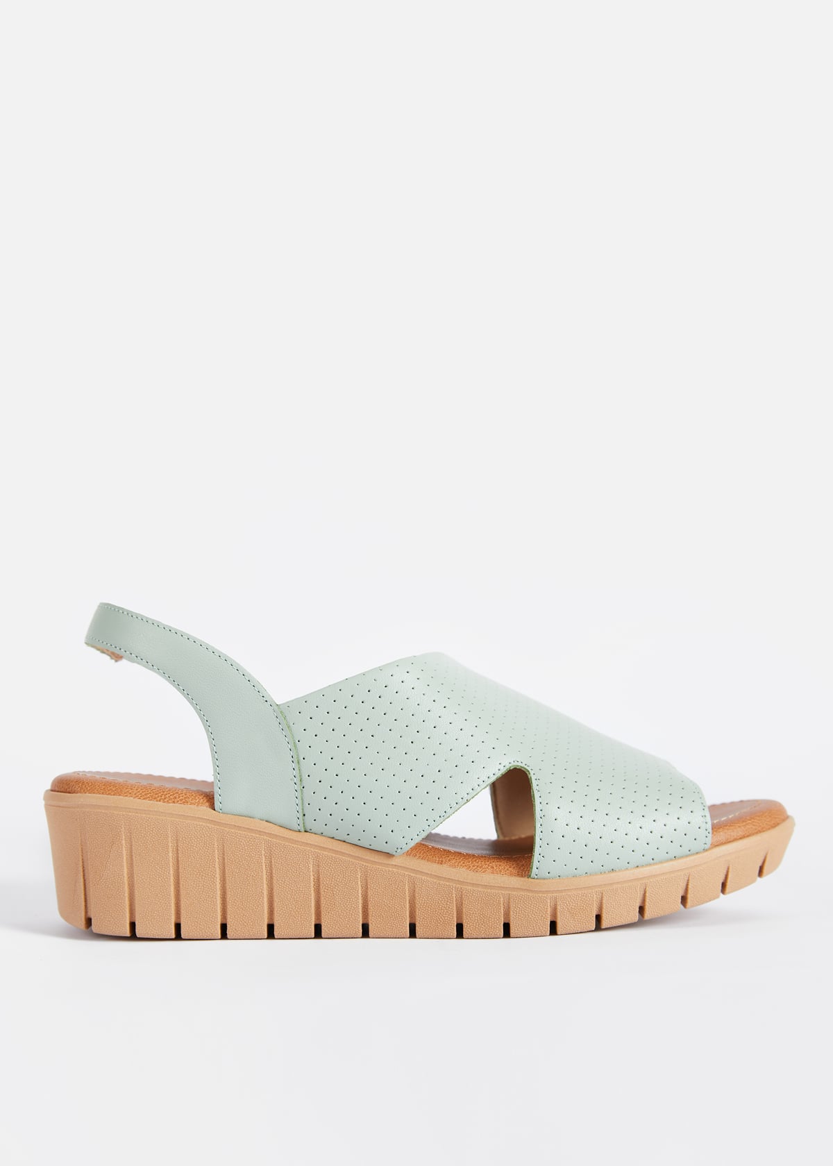 SANDALIAS MUJER USAFLEX CUERO VERDE VERANO TACÓN PLATAFORMA CON ELÁSTICO USA AE0502VER - 1