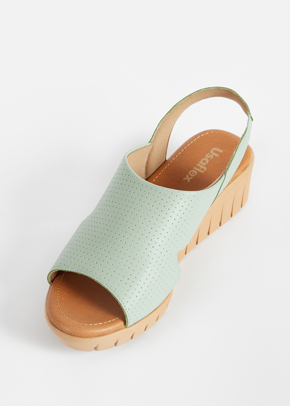 SANDALIAS MUJER USAFLEX CUERO VERDE VERANO TACÓN PLATAFORMA CON ELÁSTICO USA AE0502VER - 2