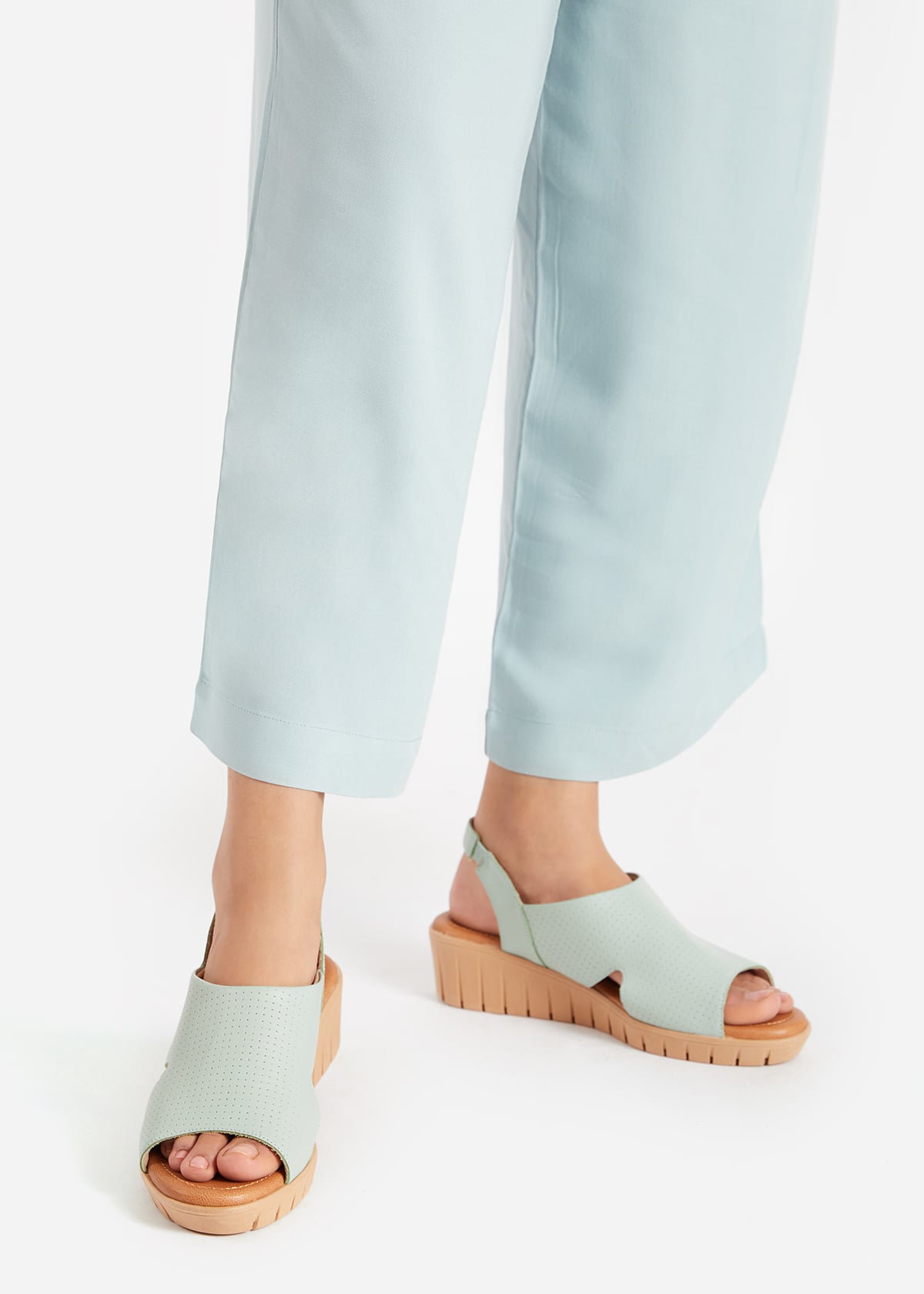 SANDALIAS MUJER USAFLEX CUERO VERDE VERANO TACÓN PLATAFORMA CON ELÁSTICO USA AE0502VER - 5