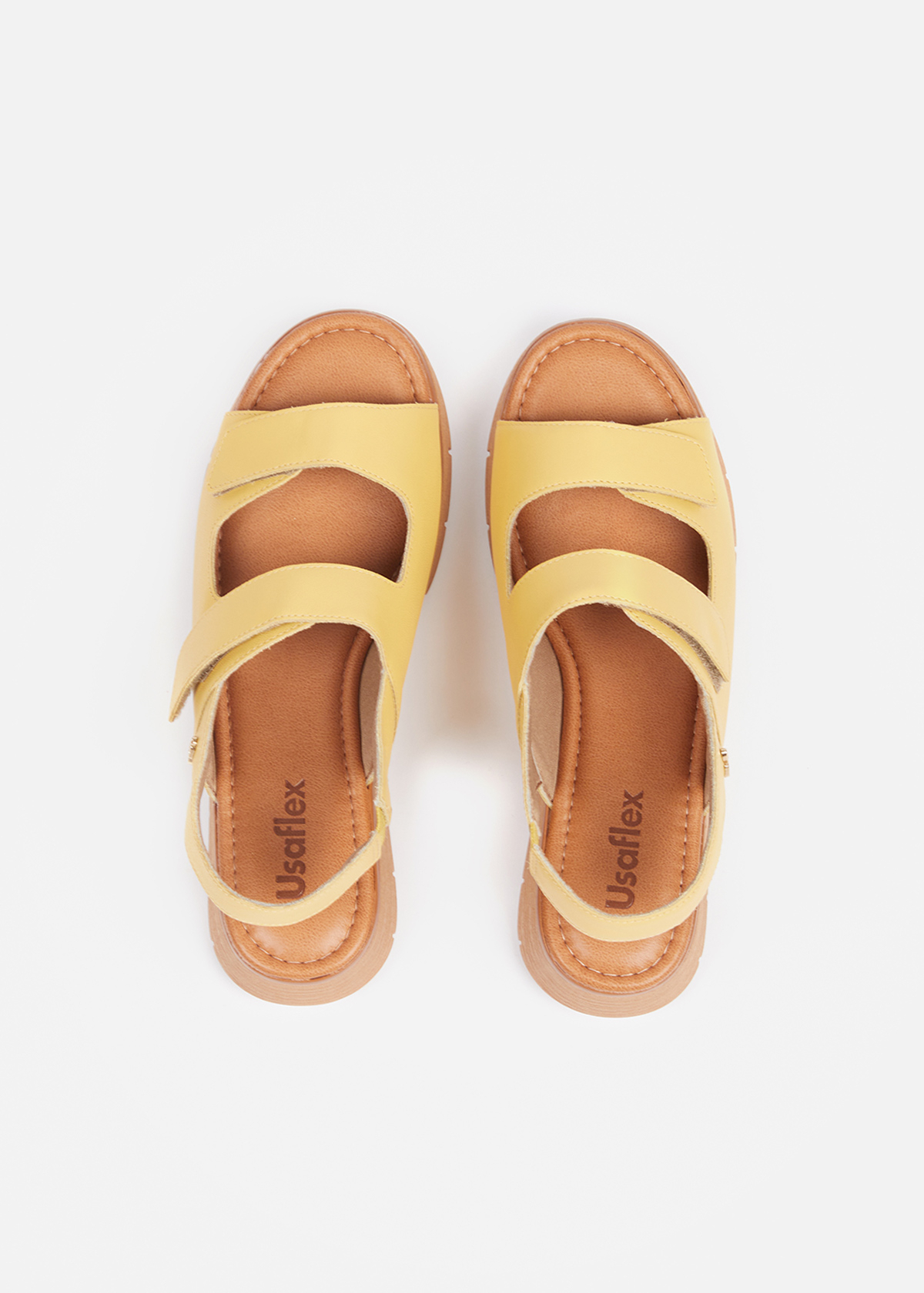 SANDALIAS MUJER USAFLEX CUERO AMARILLO TACÓN PLATAFORMA CON CIERRE FLEXIBLE MANGO USA AD1908MAN - 6