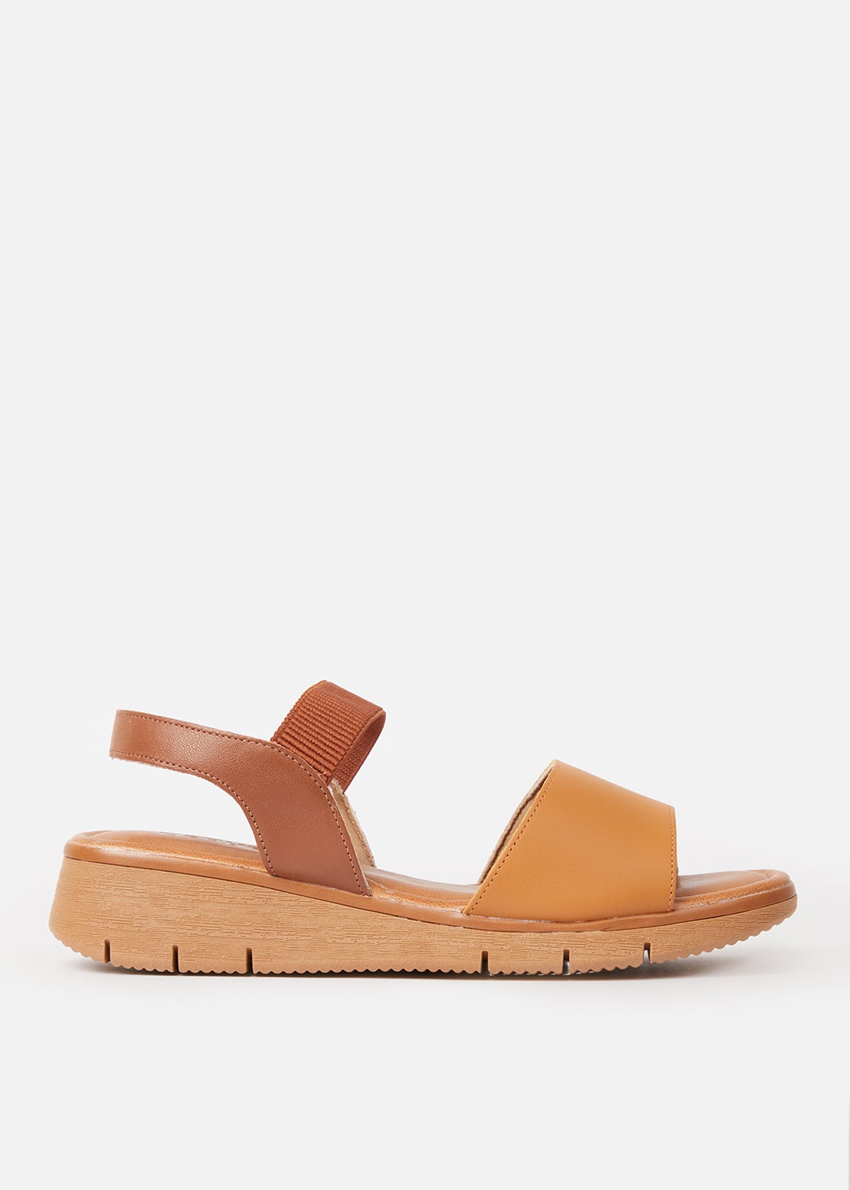 SANDALIAS MUJER USAFLEX CUERO MOSTAZA TACÓN PLATAFORMA CON ELÁSTICO USA AD1913MOS - 1