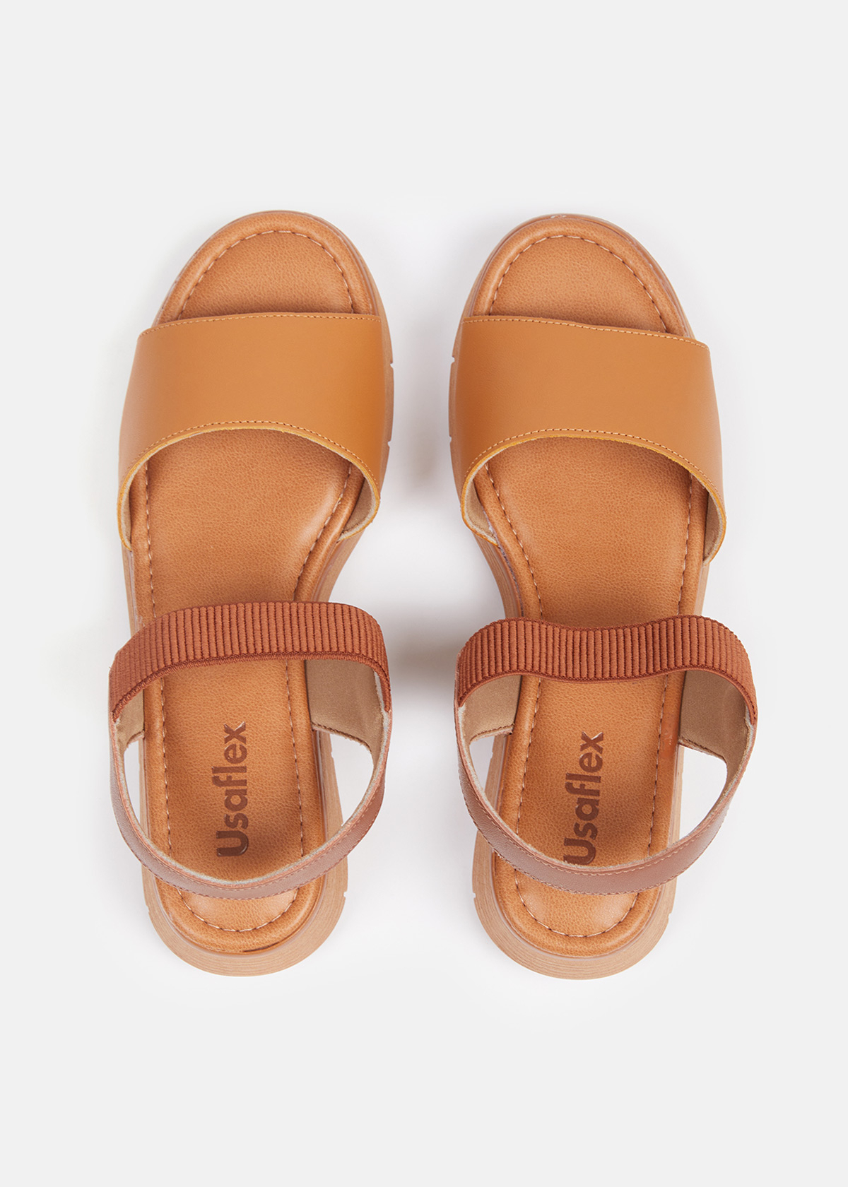 SANDALIAS MUJER USAFLEX CUERO MOSTAZA TACÓN PLATAFORMA CON ELÁSTICO USA AD1913MOS - 6