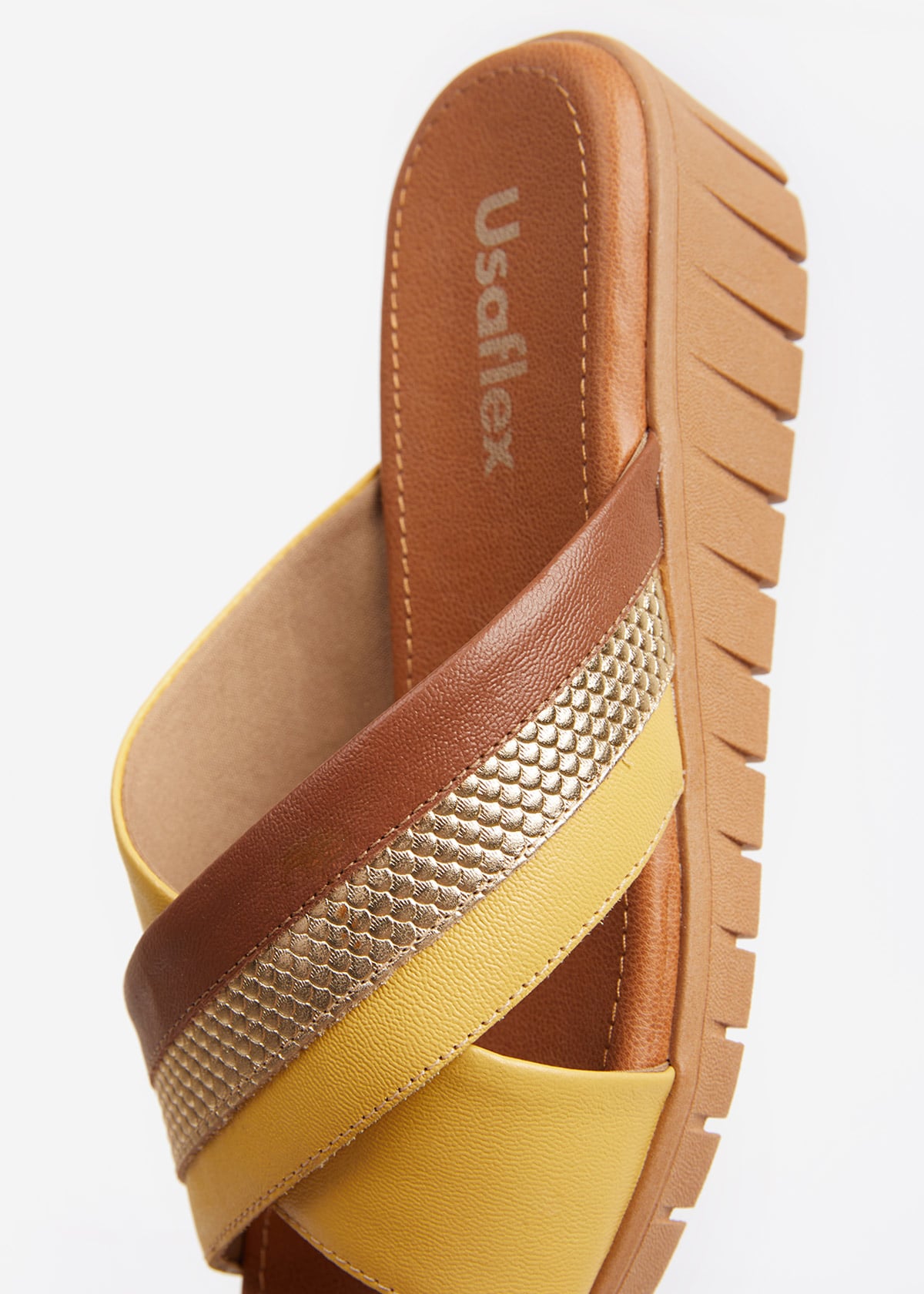 SANDALIAS MUJER USAFLEX CUERO DORADO SUECO PLATAFORMA USA AE0512DOR - 5