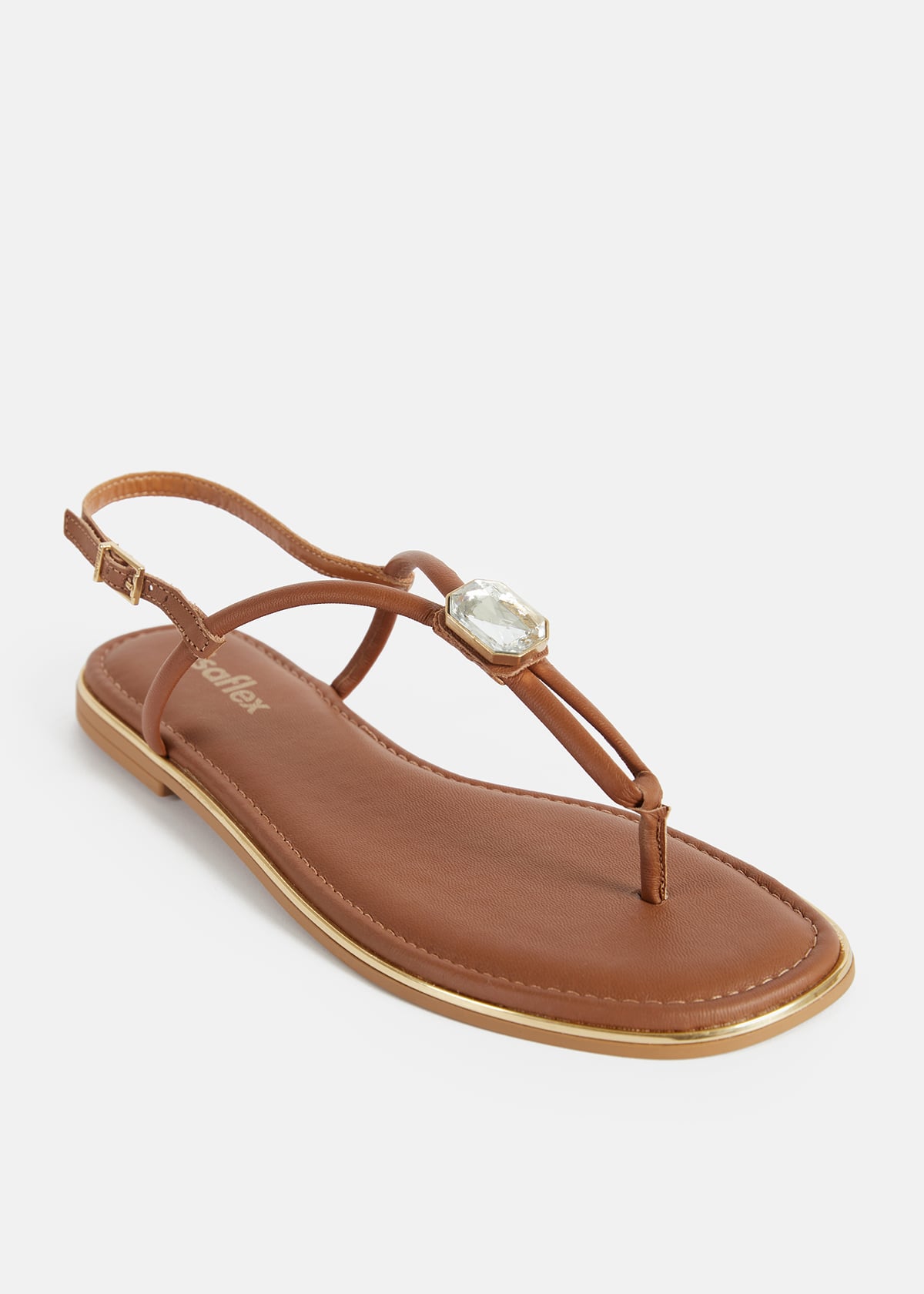 SANDALIAS MUJER USAFLEX CUERO CANELA VERANO TIRAS USA AE5805CAN - 3