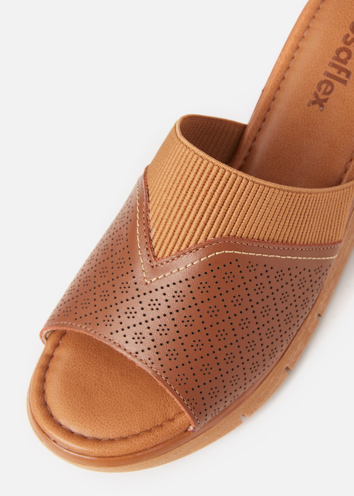 SANDALIAS MUJER USAFLEX CUERO CANELA TACÓN PLATAFORMA CON DETALLES LÁSER USA AD1910CAN - 4